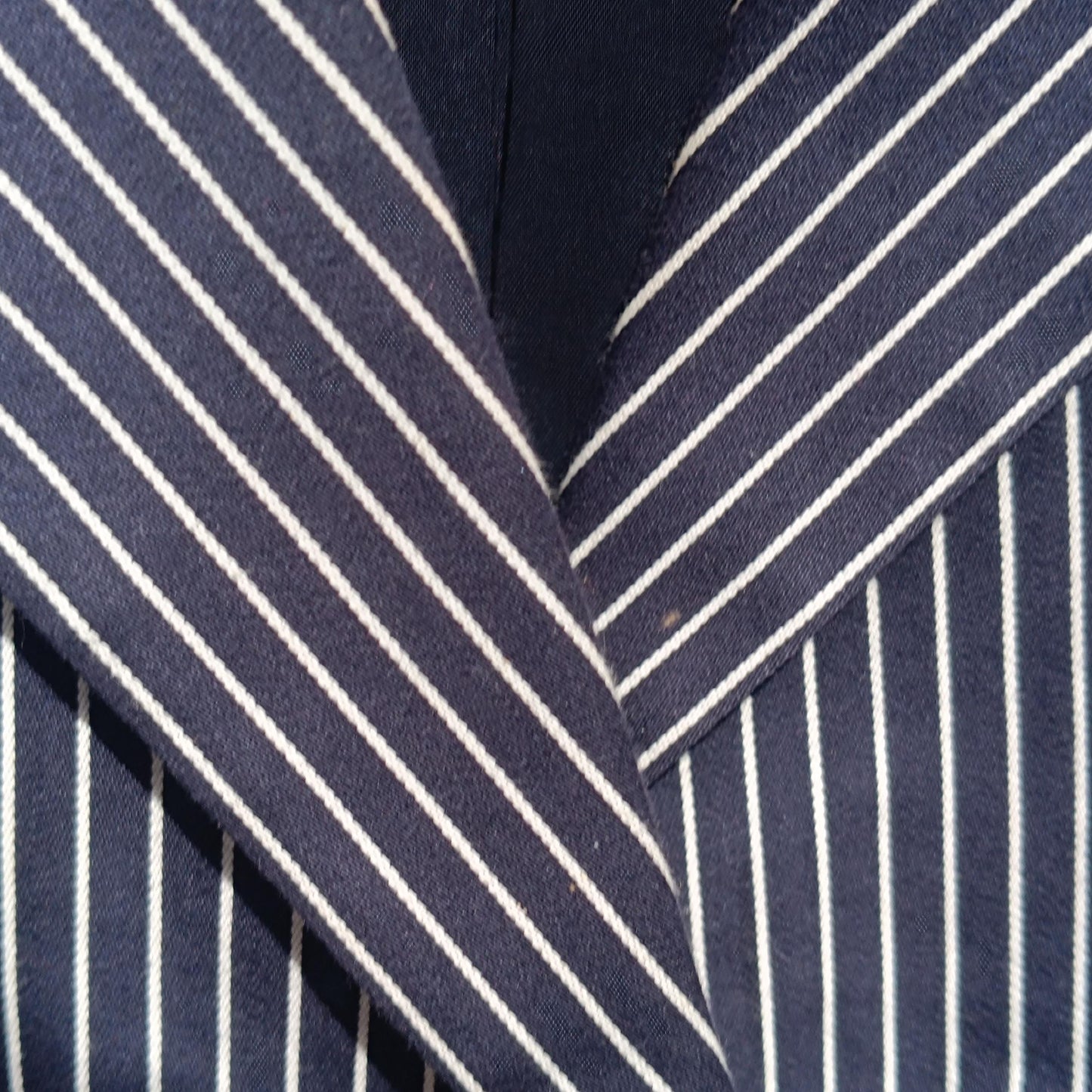 Vintage Pinstripe Blazer Navy Blue White Striped Oversized Jacket Women’s Size M