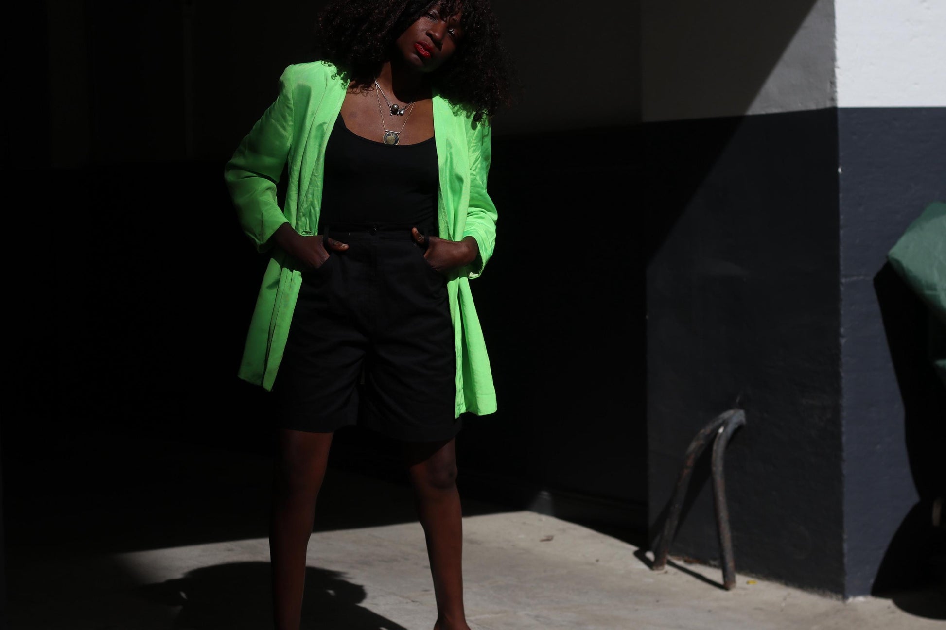 Vintage Black Cotton Shorts| High Waisted Bermuda Shorts| Minimalist Summer Bottoms