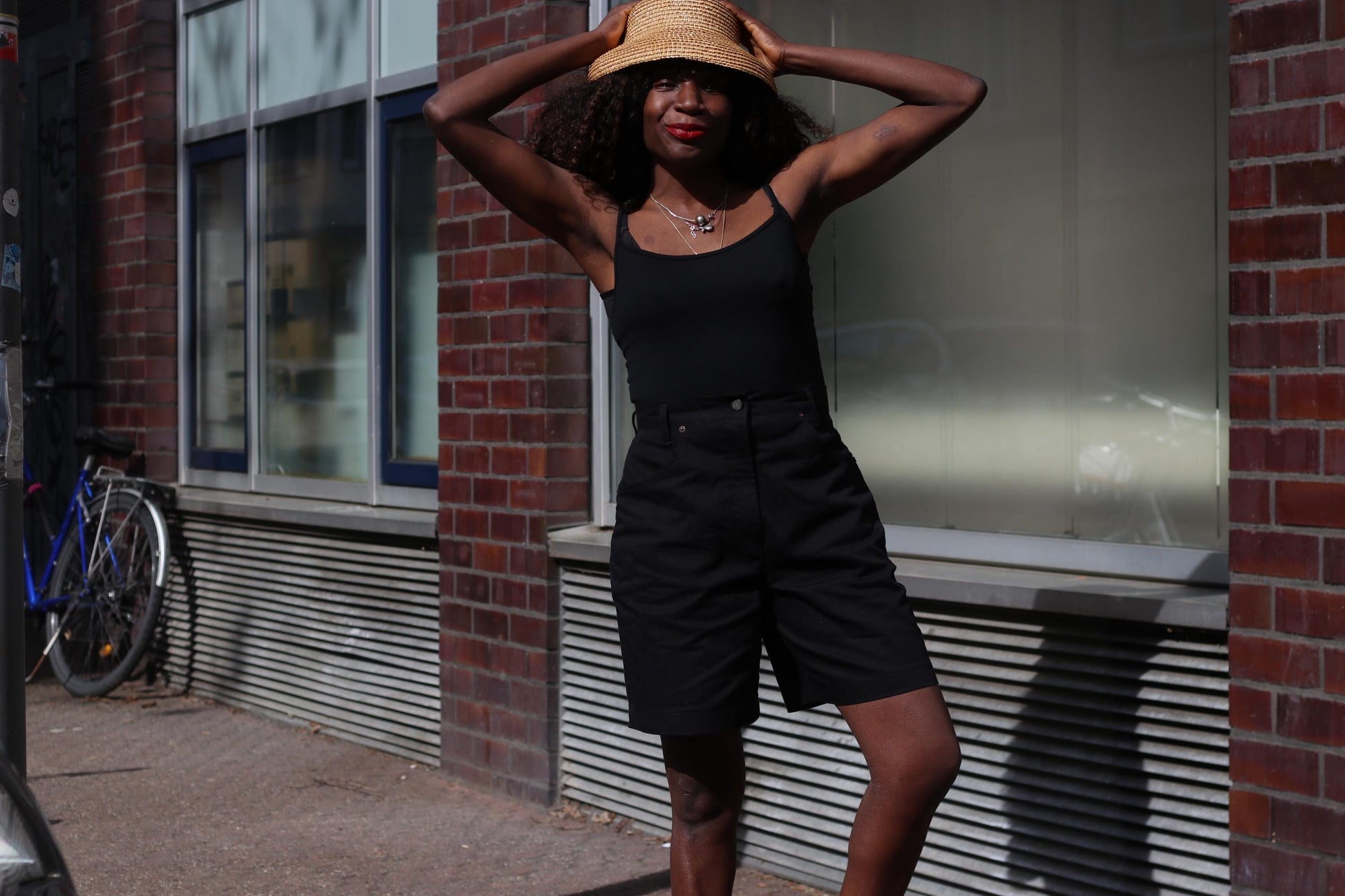 Vintage Black Cotton Shorts| High Waisted Bermuda Shorts| Minimalist Summer Bottoms