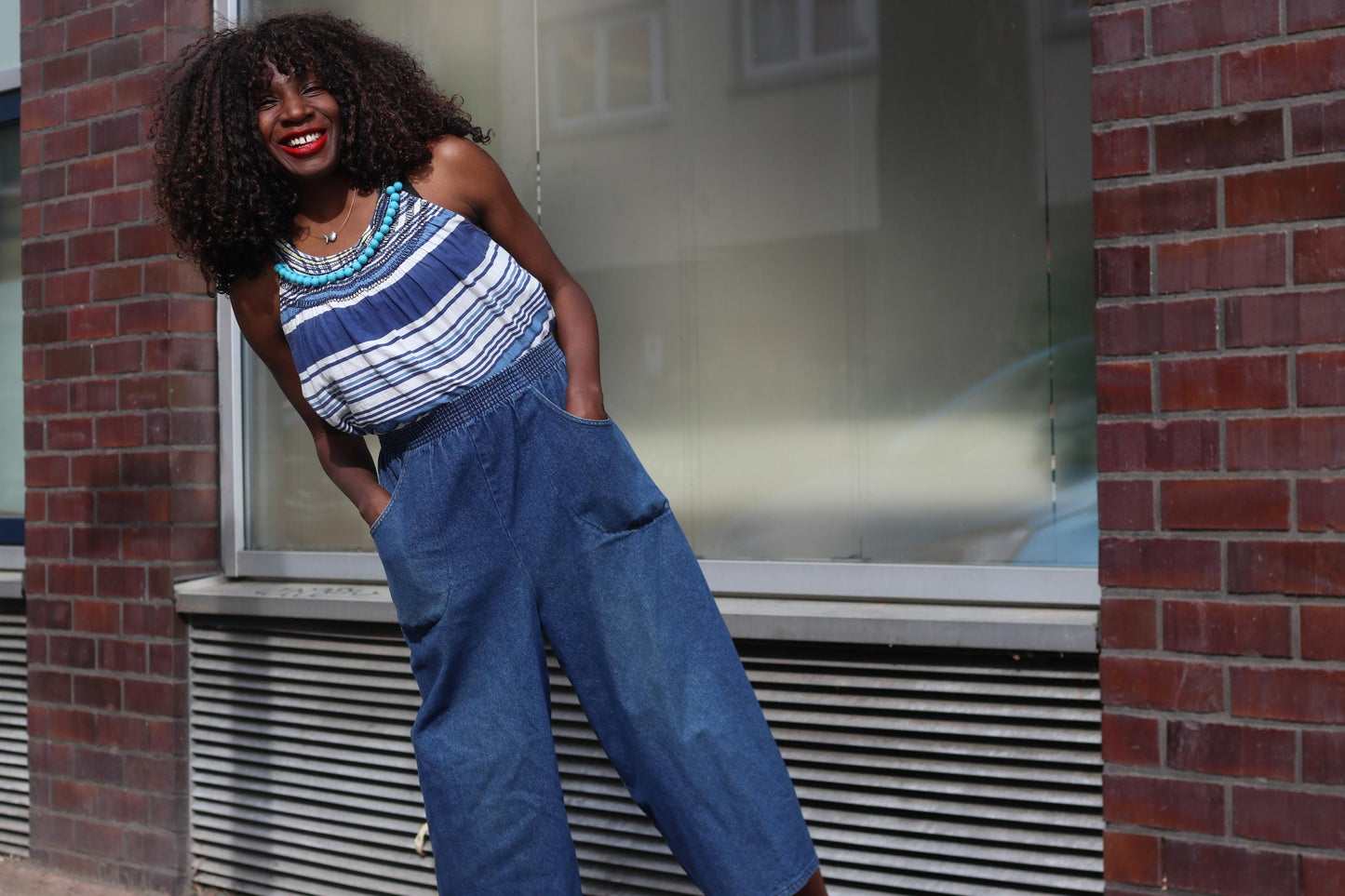 Vintage Clements Ribeiro Dress 90s Striped Dress Beaded Halter Top