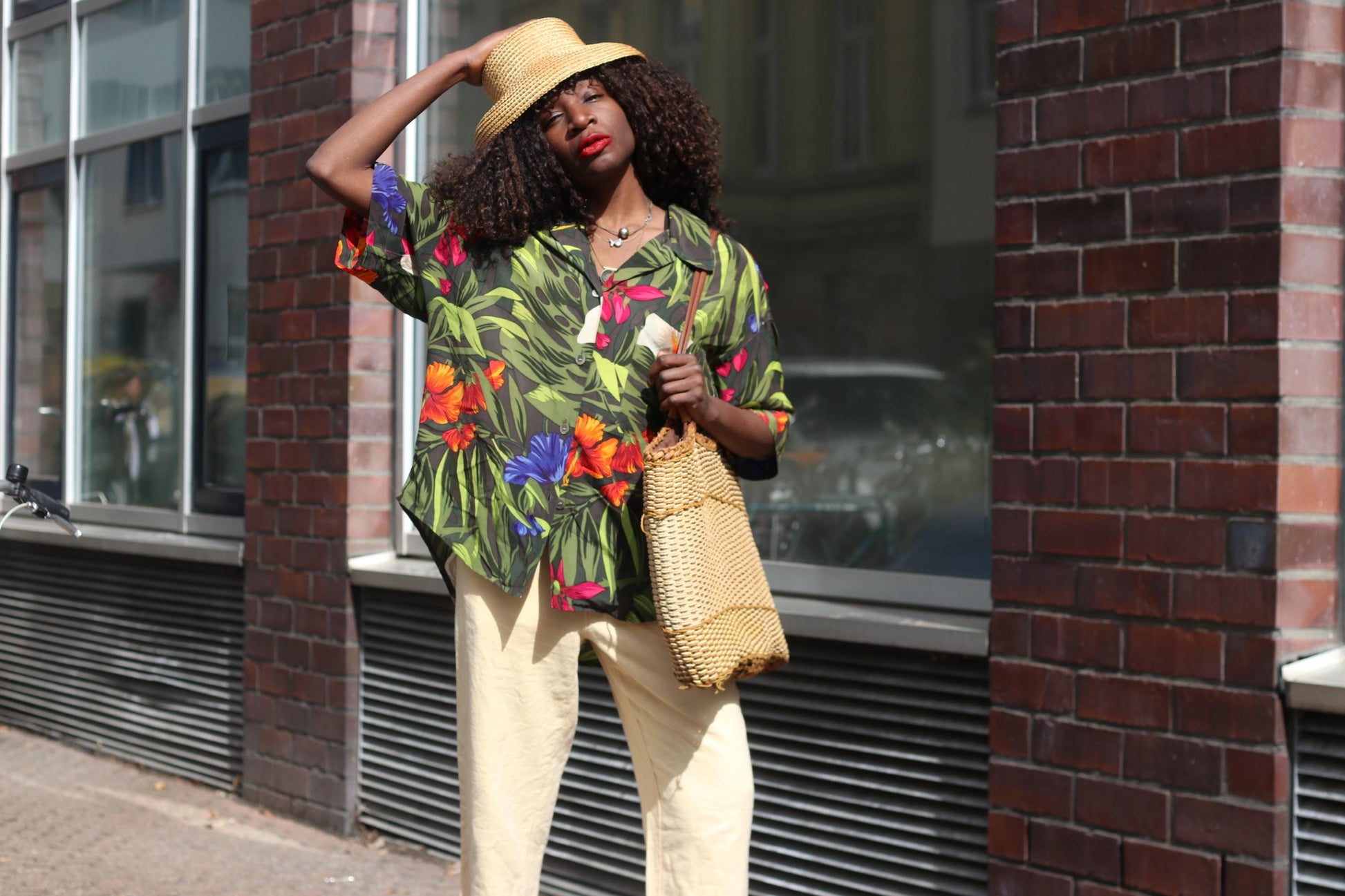 Vintage Anne Klein Silk Tropical Shirt| 90s Floral Button Down Short Sleeve Hawaiian Blouse