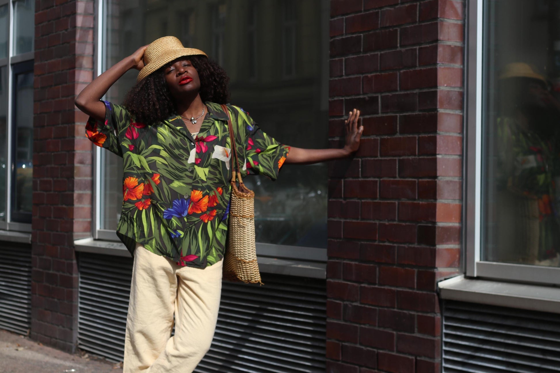 Vintage Anne Klein Silk Tropical Shirt| 90s Floral Button Down Short Sleeve Hawaiian Blouse