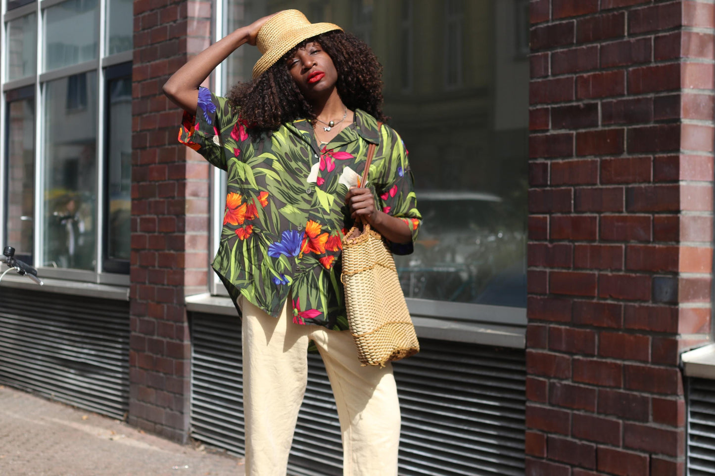 Vintage Anne Klein Silk Tropical Shirt| 90s Floral Button Down Short Sleeve Hawaiian Blouse