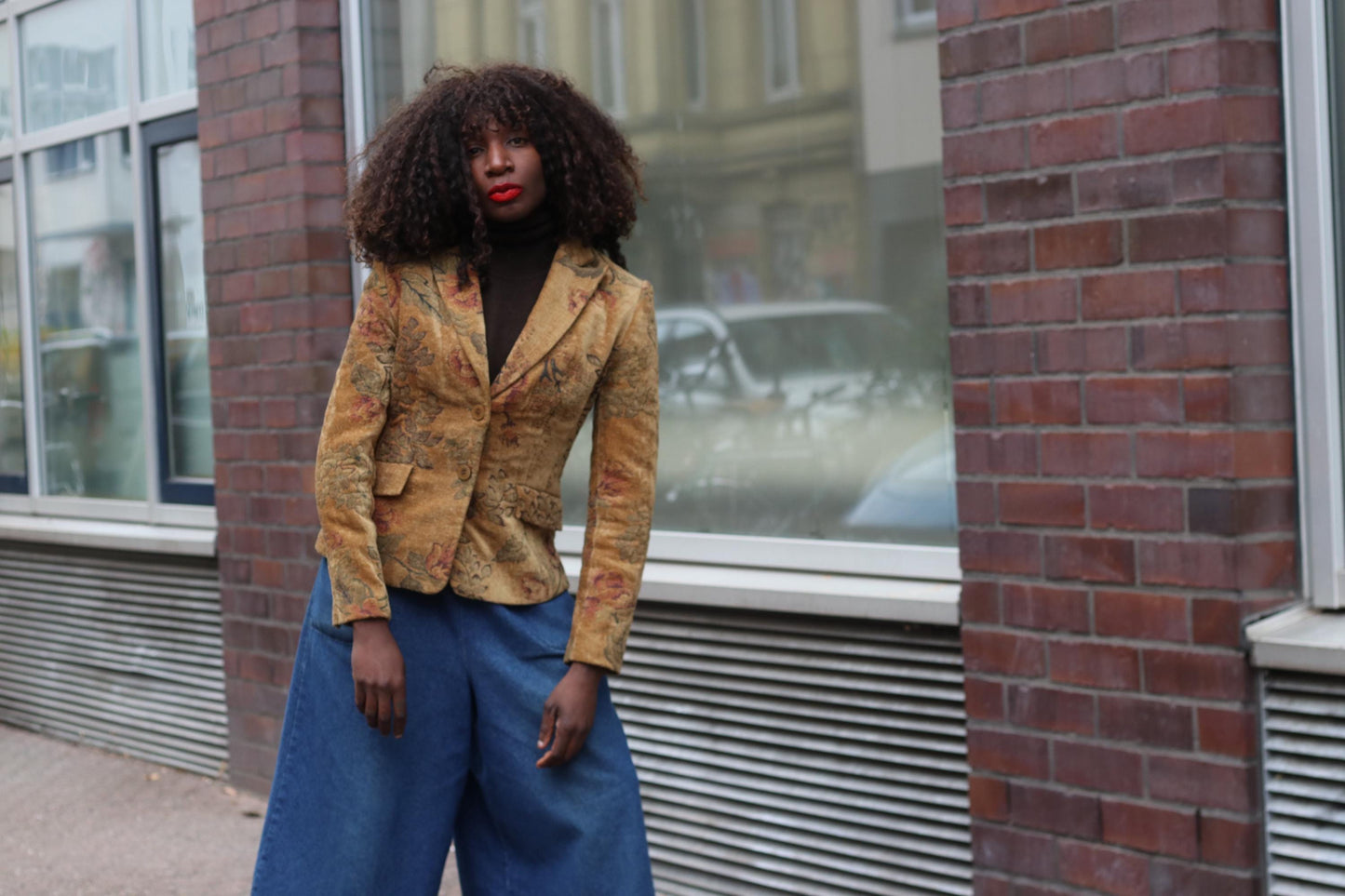Vintage Grace Elements Floral Tapestry Blazer Woven Jacquard Jacket 90s Boho Floral Coat S