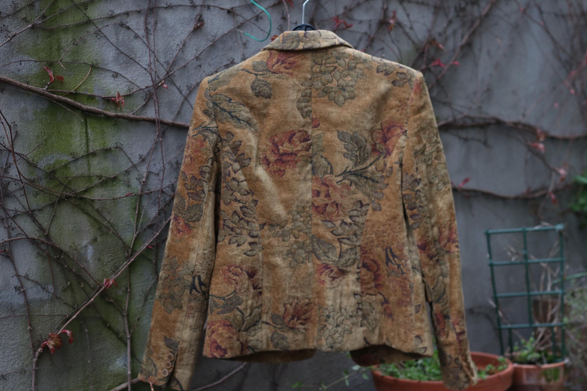 Vintage Grace Elements Floral Tapestry Blazer Woven Jacquard Jacket 90s Boho Floral Coat S