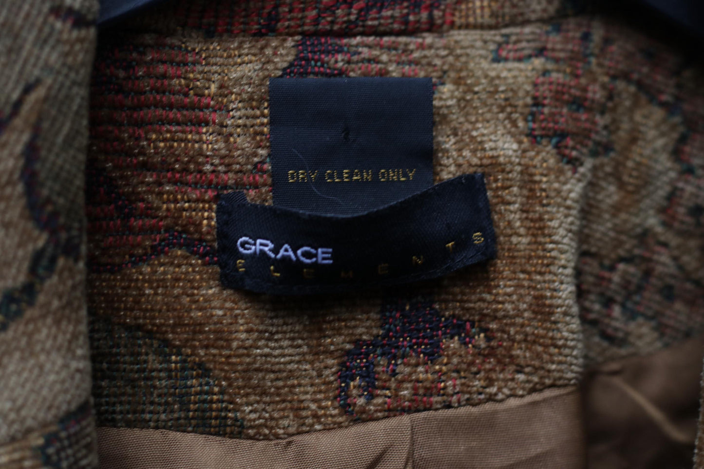 Vintage Grace Elements Floral Tapestry Blazer Woven Jacquard Jacket 90s Boho Floral Coat S