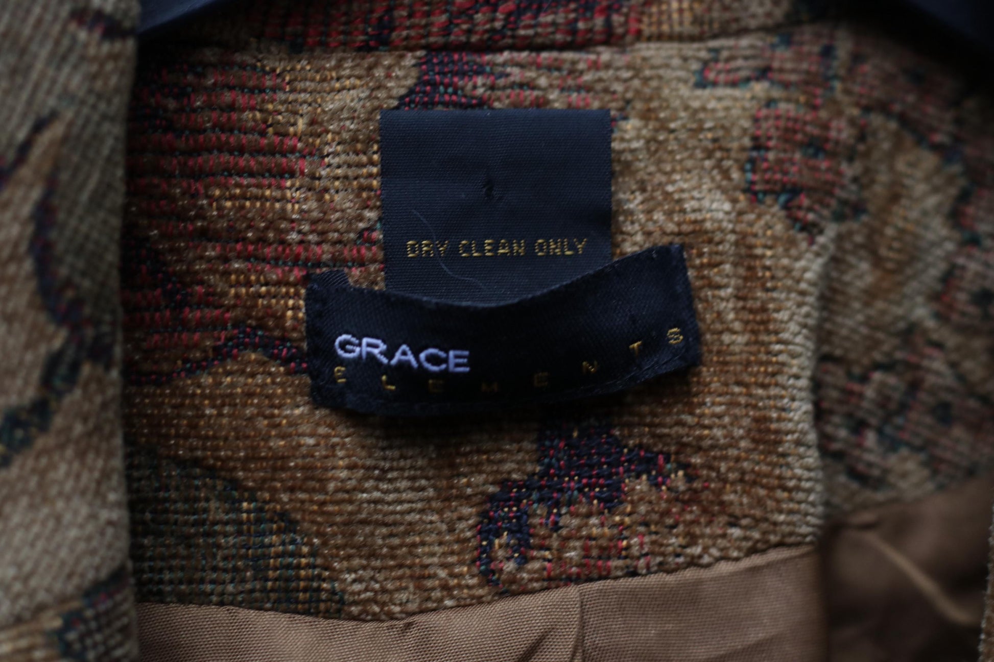 Vintage Grace Elements Floral Tapestry Blazer Woven Jacquard Jacket 90s Boho Floral Coat S