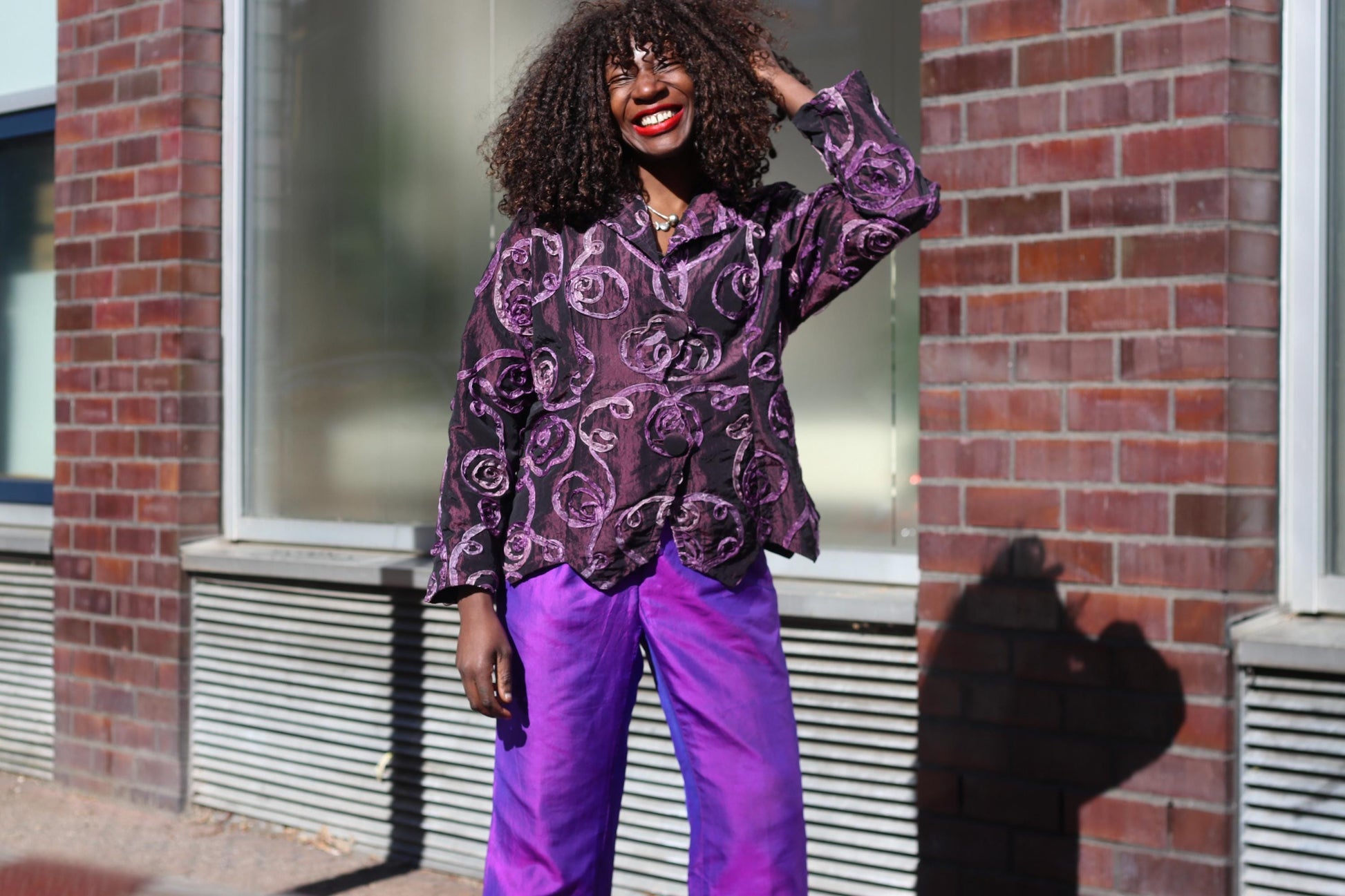 Vintage Purple Rose Textured Jacket Sculptural 90s Avant Garde Blazer