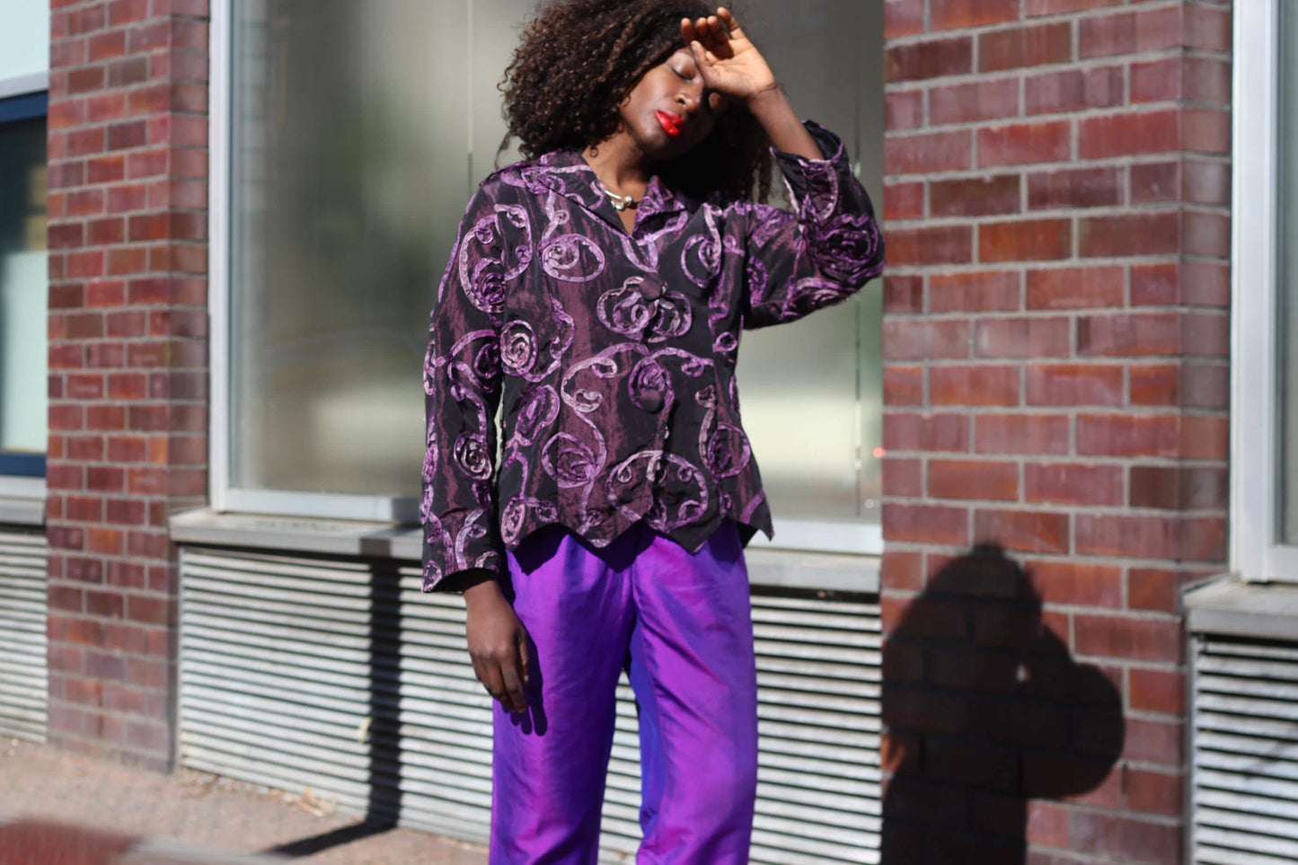 Vintage Purple Rose Textured Jacket Sculptural 90s Avant Garde Blazer