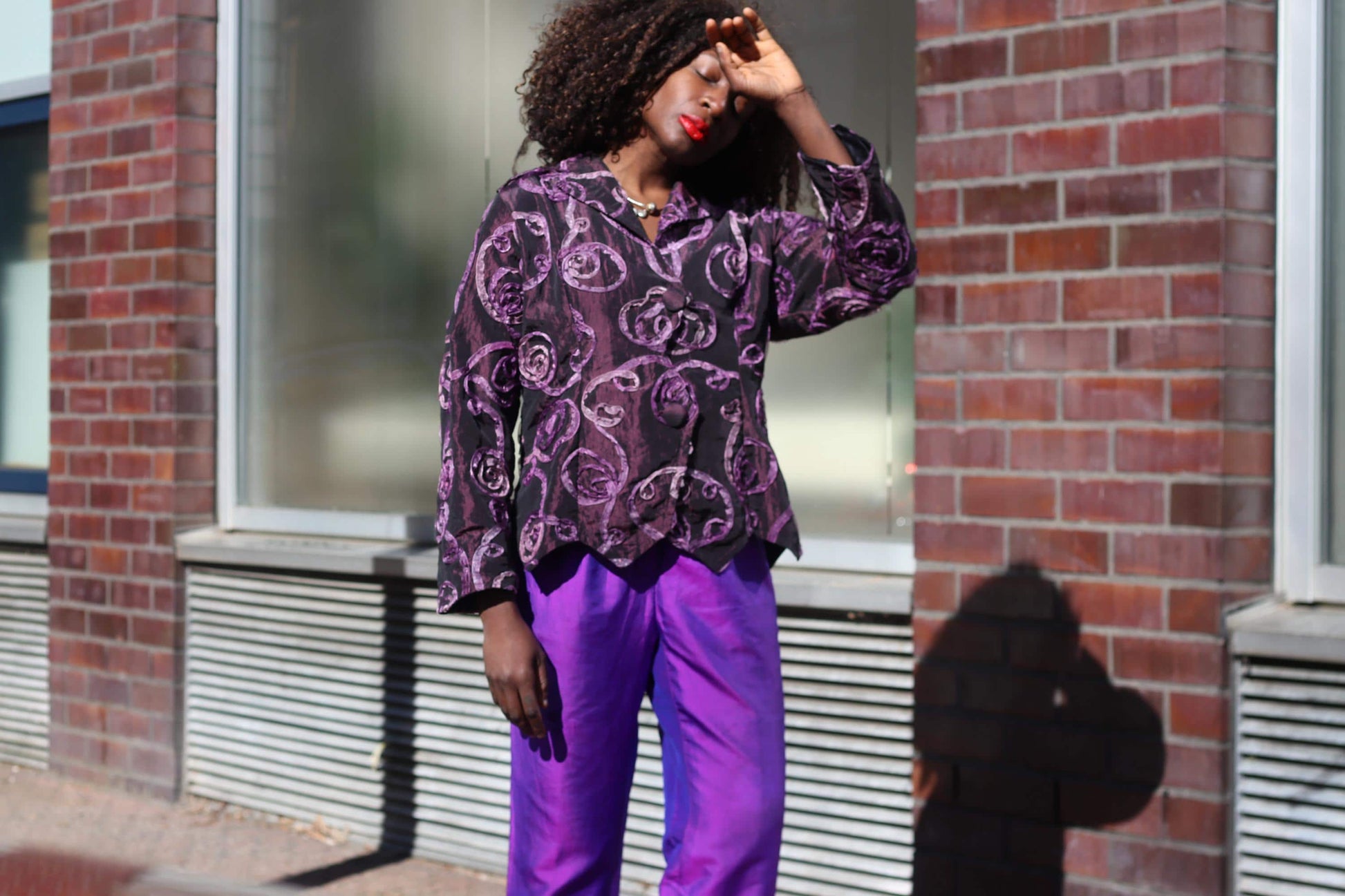 Vintage Purple Rose Textured Jacket Sculptural 90s Avant Garde Blazer