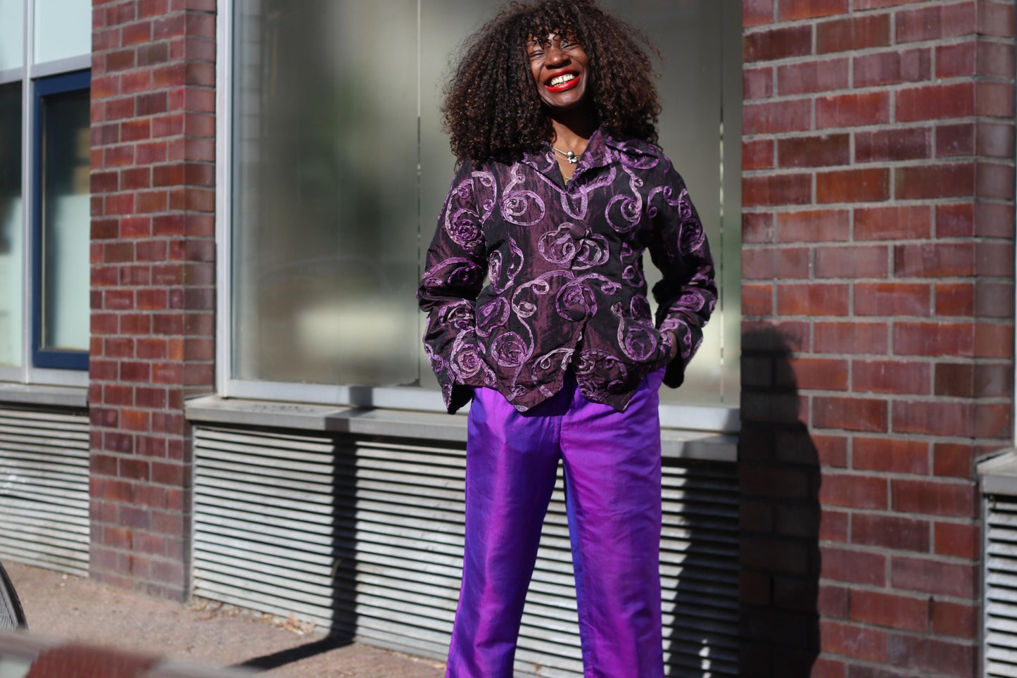 Vintage Purple Rose Textured Jacket Sculptural 90s Avant Garde Blazer
