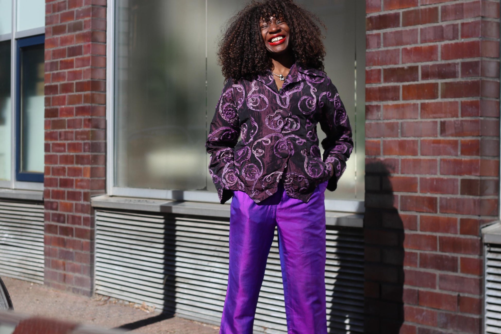 Vintage Purple Rose Textured Jacket Sculptural 90s Avant Garde Blazer