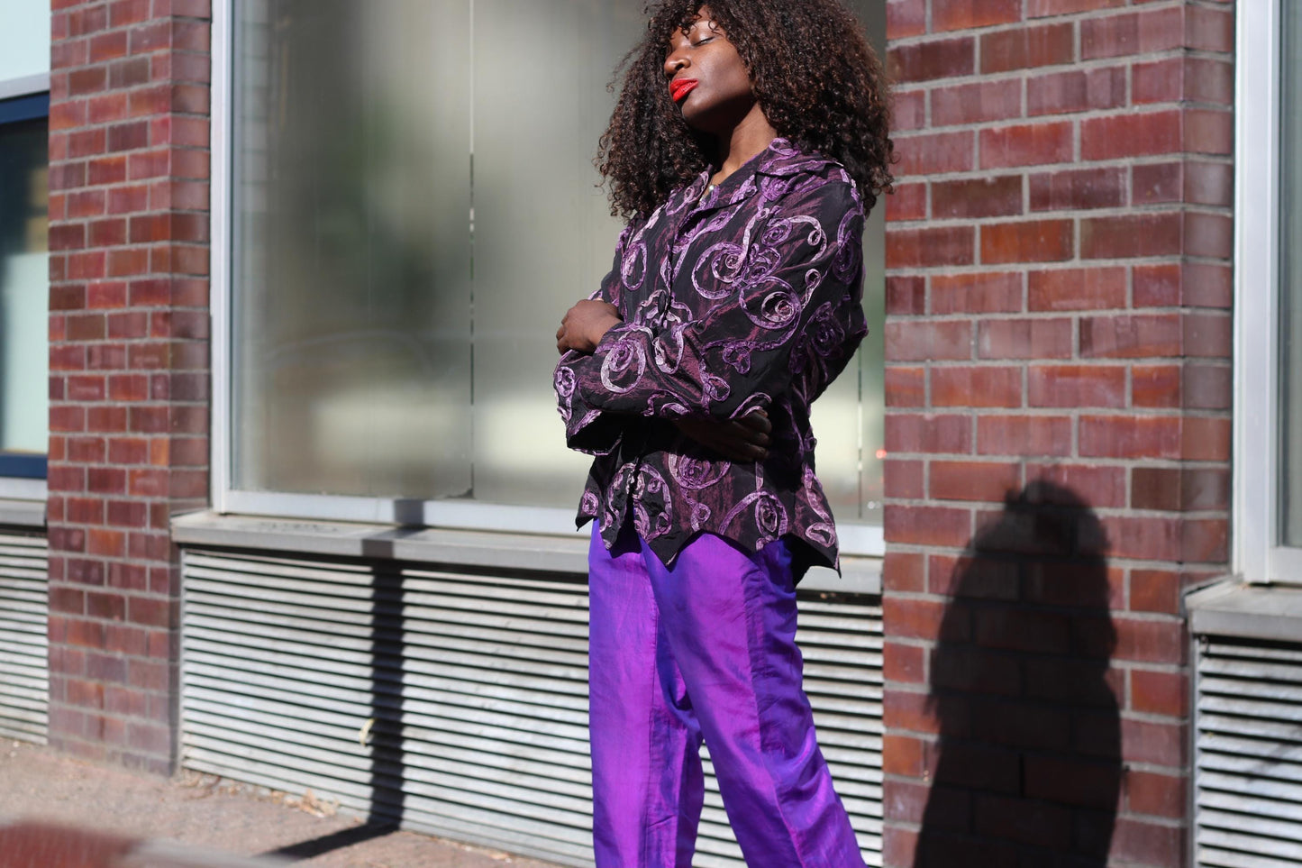 Vintage Purple Rose Textured Jacket Sculptural 90s Avant Garde Blazer