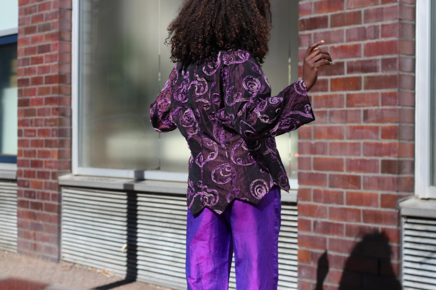 Vintage Purple Rose Textured Jacket Sculptural 90s Avant Garde Blazer