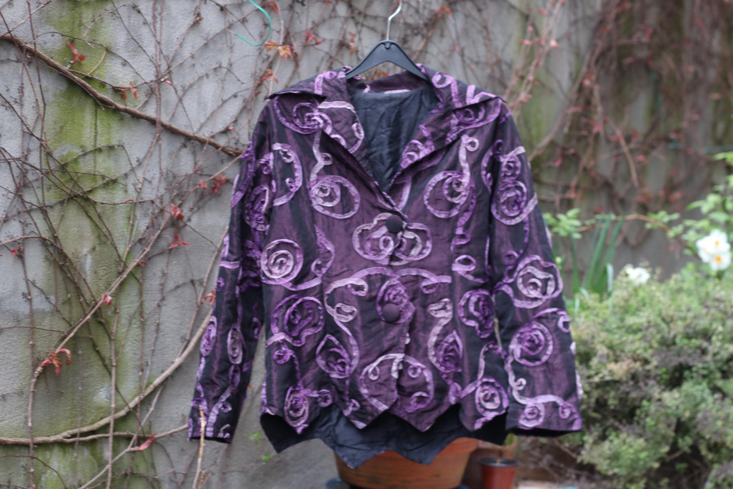Vintage Purple Rose Textured Jacket Sculptural 90s Avant Garde Blazer