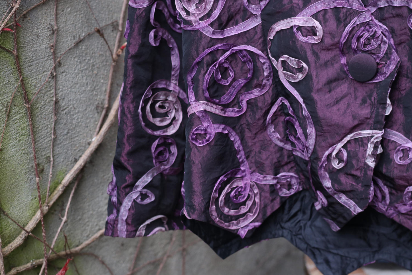 Vintage Purple Rose Textured Jacket Sculptural 90s Avant Garde Blazer
