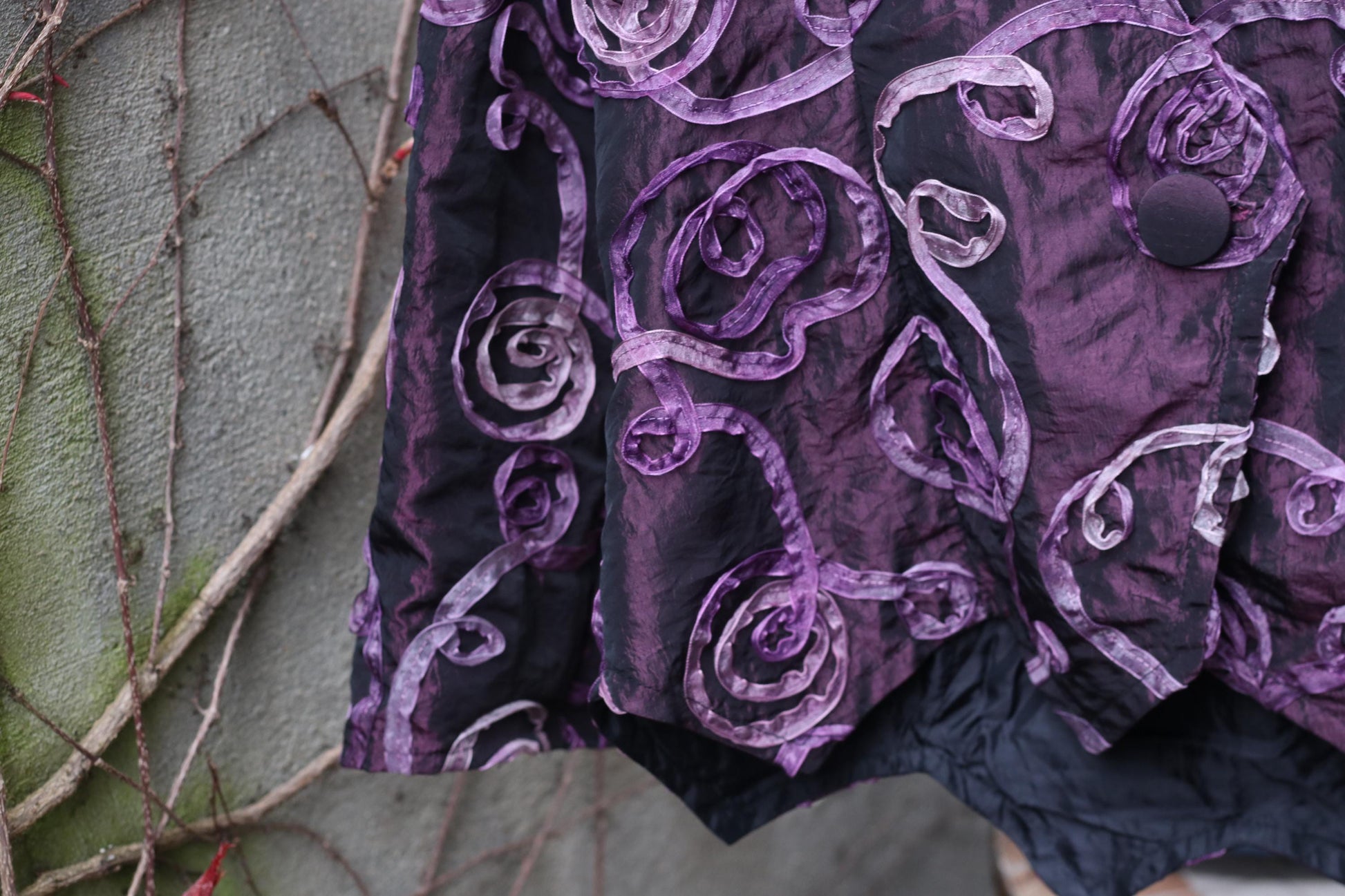 Vintage Purple Rose Textured Jacket Sculptural 90s Avant Garde Blazer
