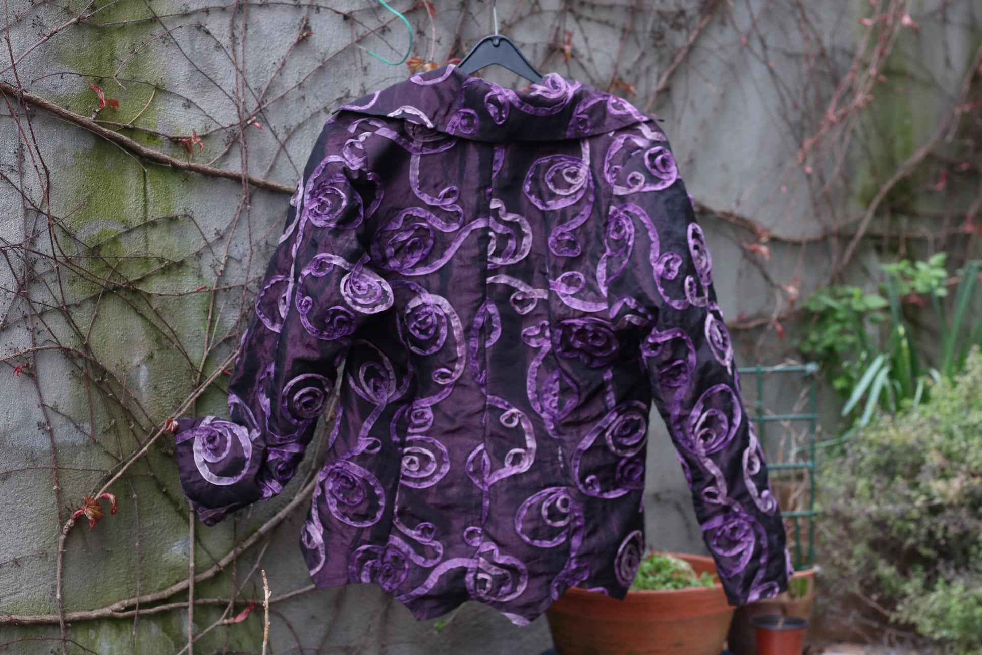 Vintage Purple Rose Textured Jacket Sculptural 90s Avant Garde Blazer