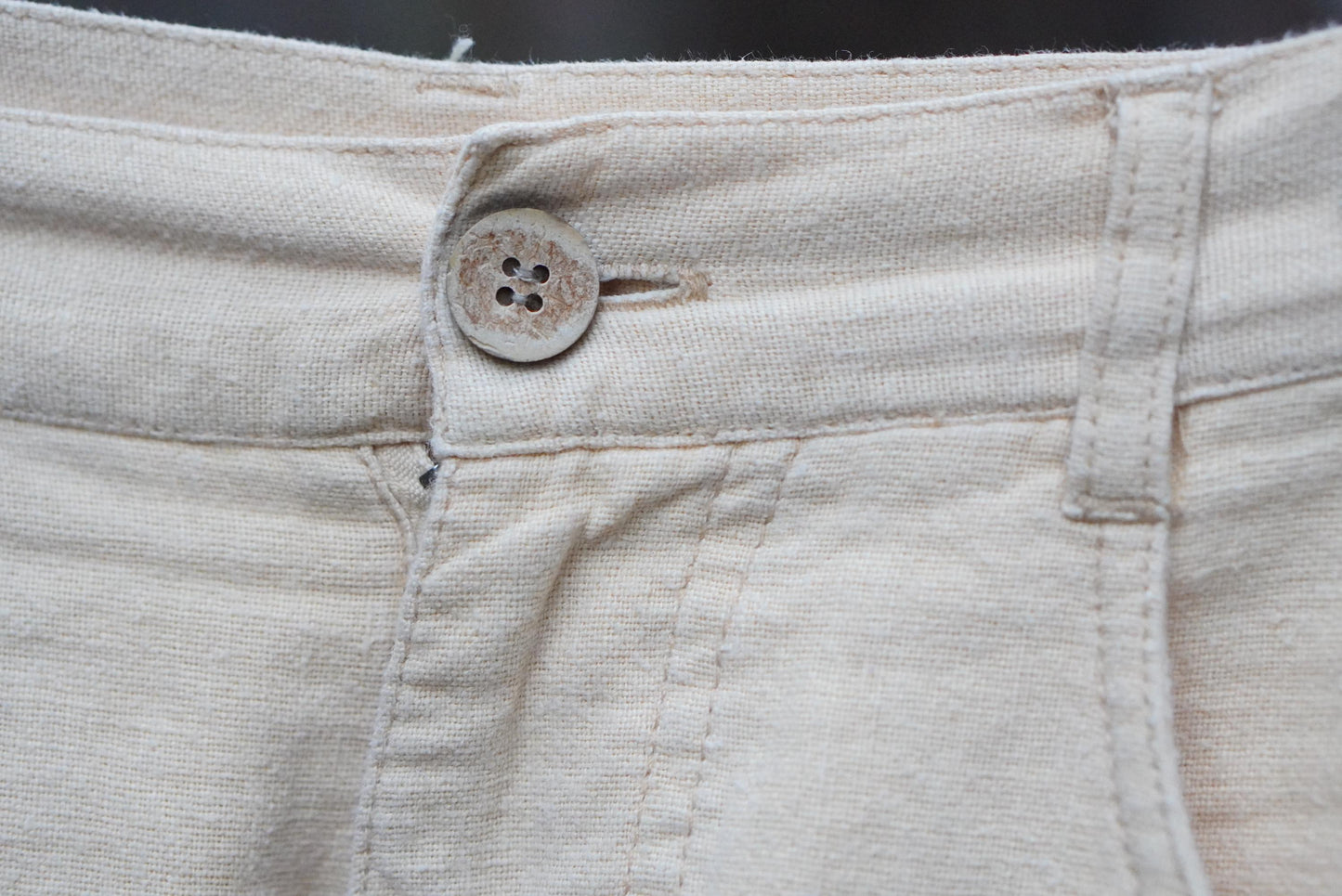 Vintage Linen Blend High Waisted Trousers Cream Pale Yellow Hennes Pants Size 36 Small