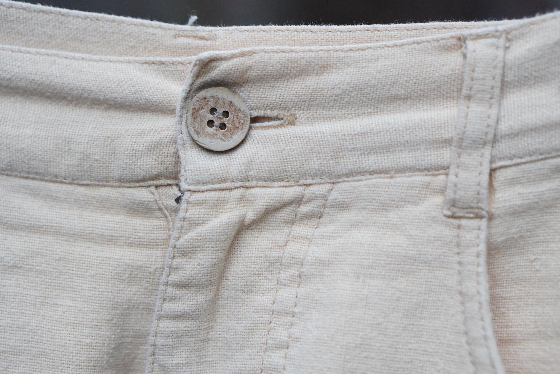 Vintage Linen Blend High Waisted Trousers Cream Pale Yellow Hennes Pants Size 36 Small