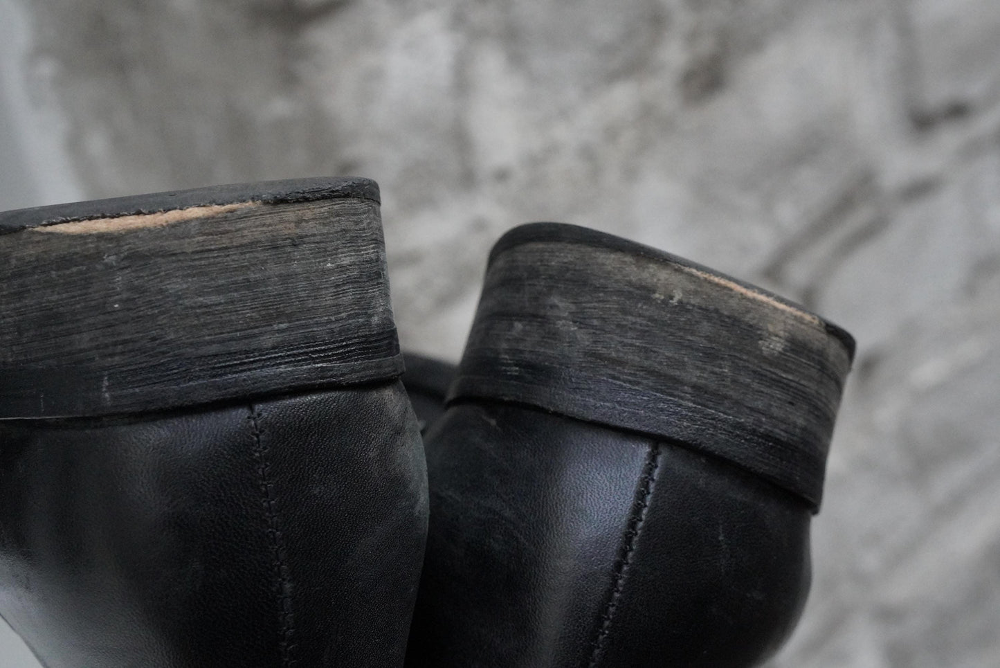 Vintage Buffalo London Black Leather Ankle Boots Buckle Detail Size 40 Minimalist