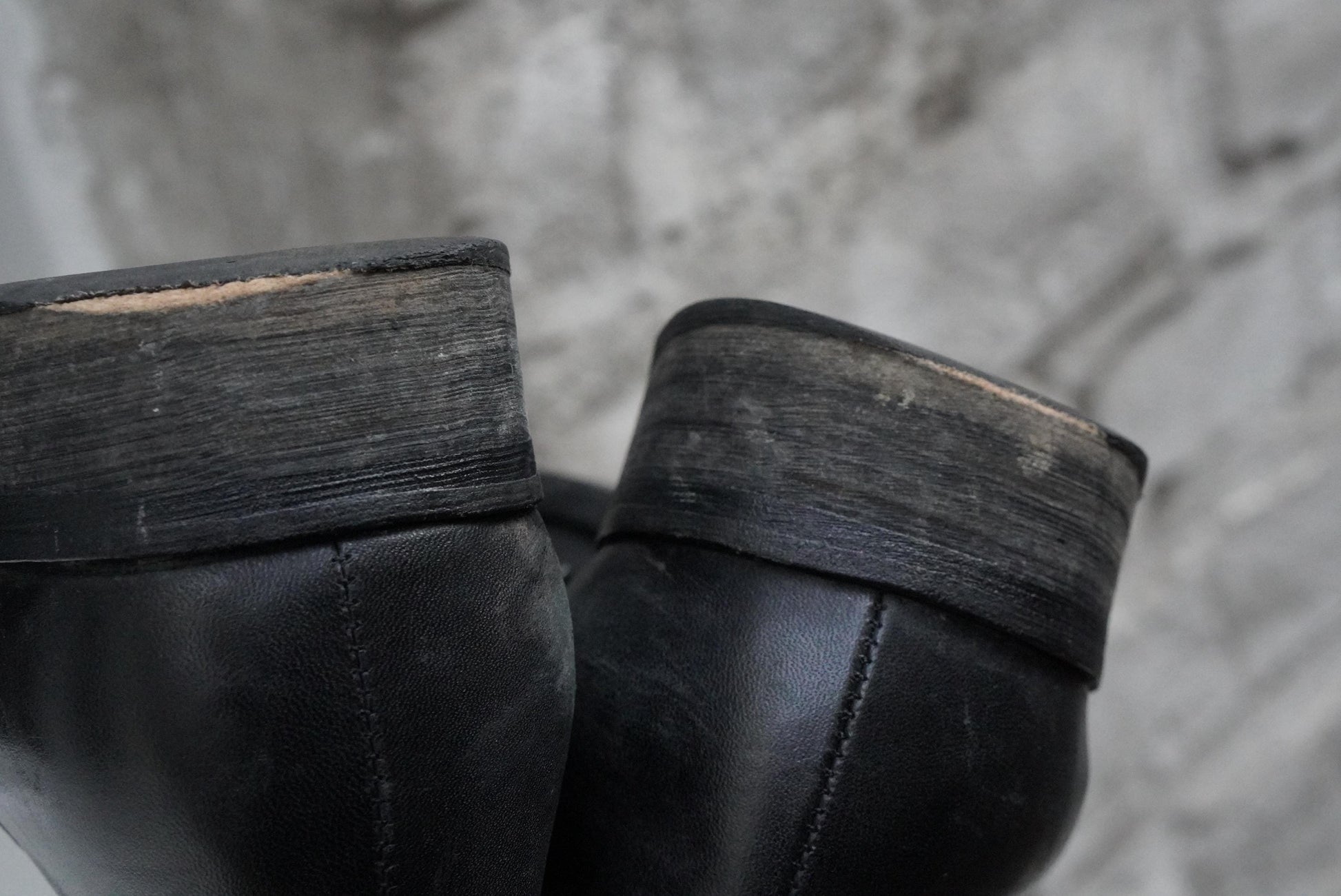 Vintage Buffalo London Black Leather Ankle Boots Buckle Detail Size 40 Minimalist