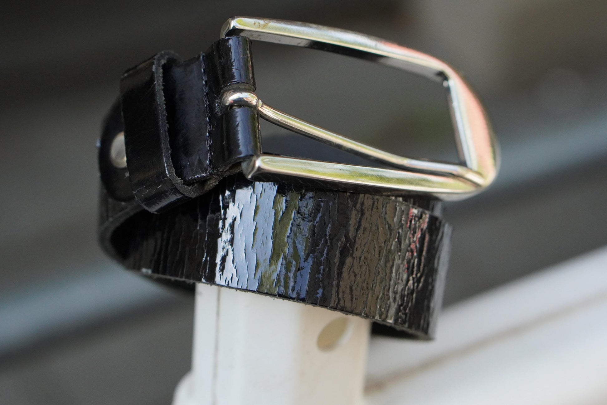 Vintage Bernd Götz Black Patent Leather Belt Made in Germany 85cm Slim Chic