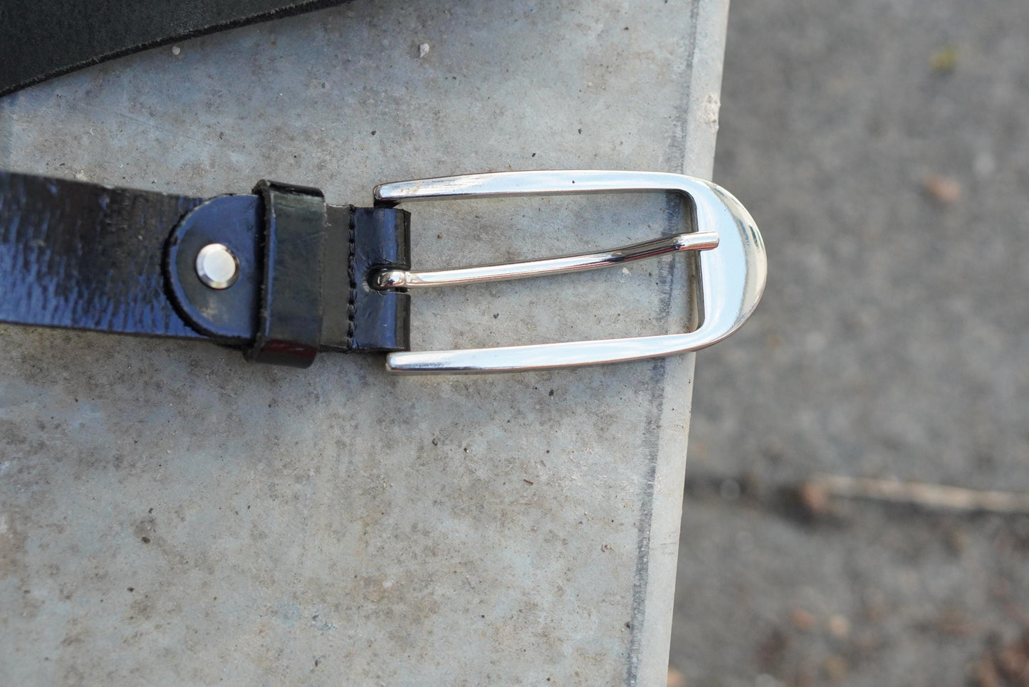 Vintage Bernd Götz Black Patent Leather Belt Made in Germany 85cm Slim Chic