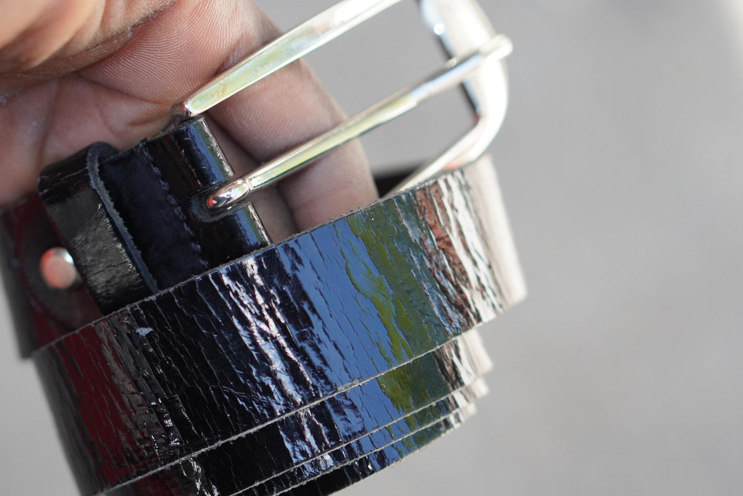 Vintage Bernd Götz Black Patent Leather Belt Made in Germany 85cm Slim Chic