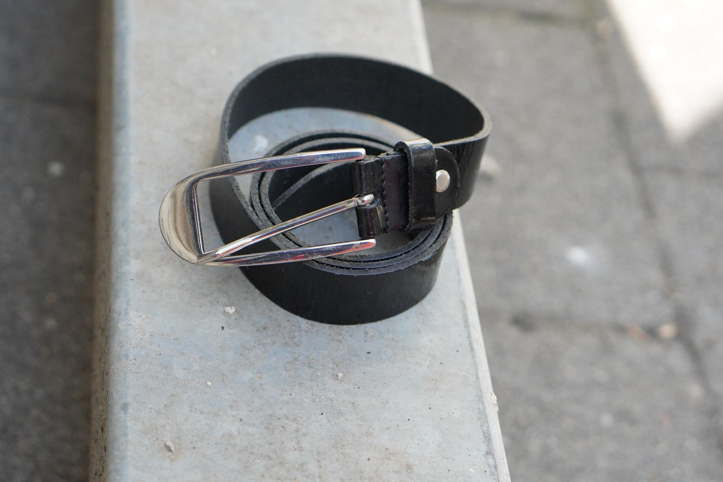 Vintage Bernd Götz Black Patent Leather Belt Made in Germany 85cm Slim Chic