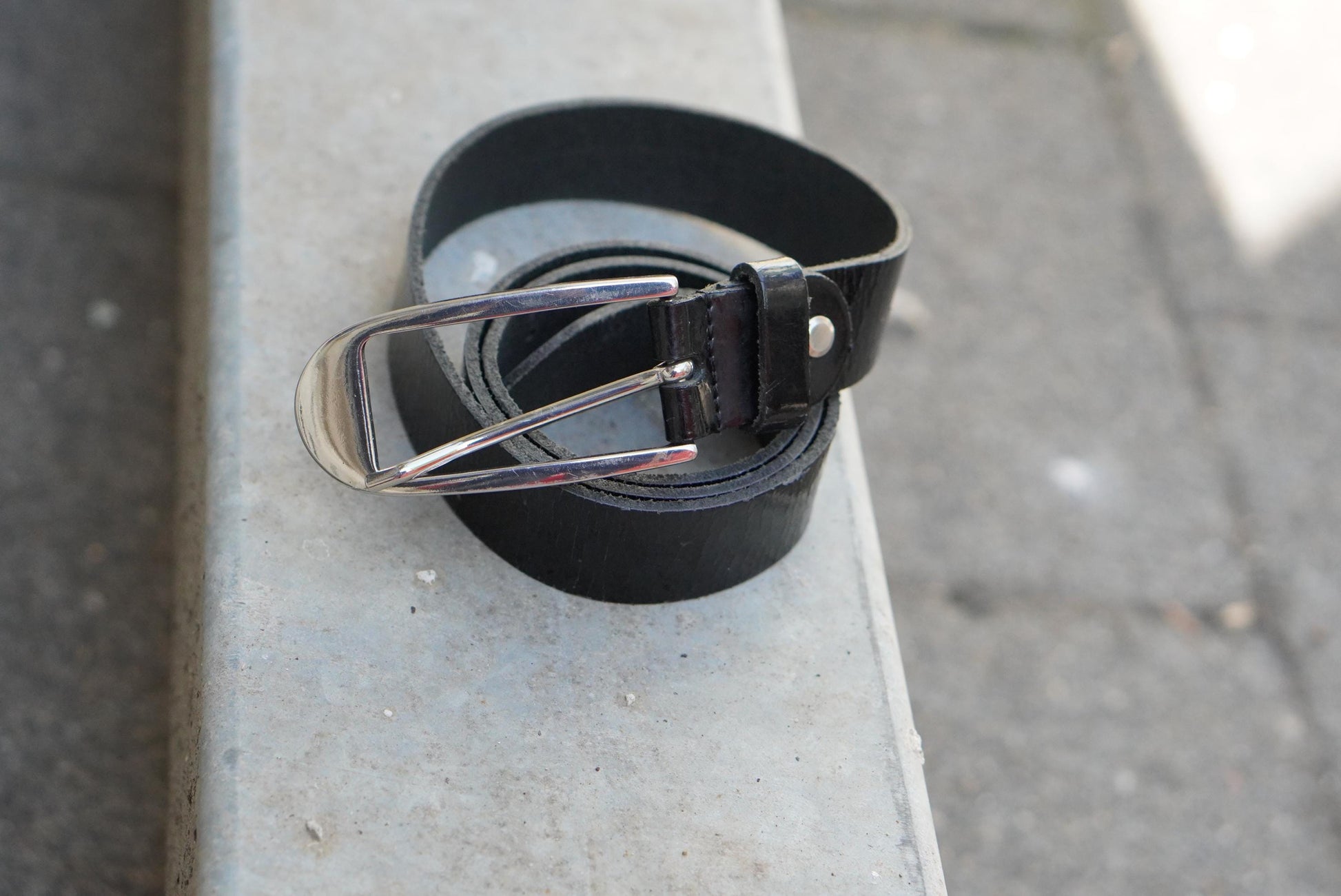 Vintage Bernd Götz Black Patent Leather Belt Made in Germany 85cm Slim Chic