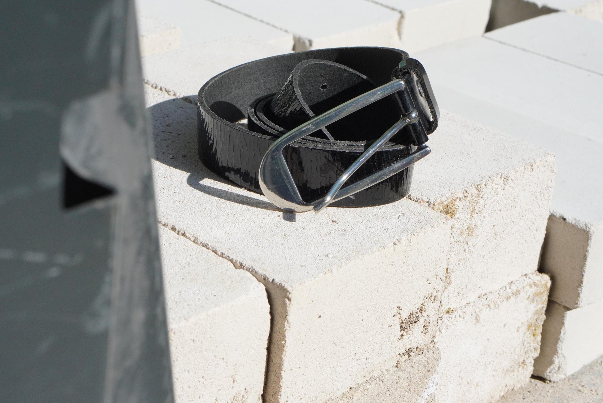 Vintage Bernd Götz Black Patent Leather Belt Made in Germany 85cm Slim Chic