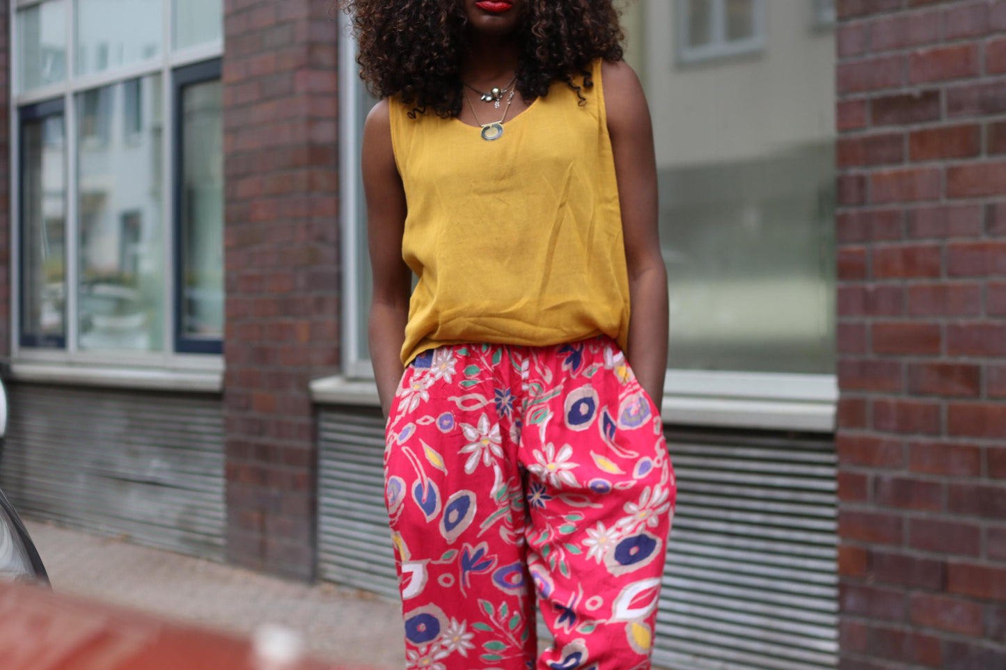Vintage Pink Floral Trousers| Boho Summer Elasticated High Waist Wide Leg Pants Relaxed Fit