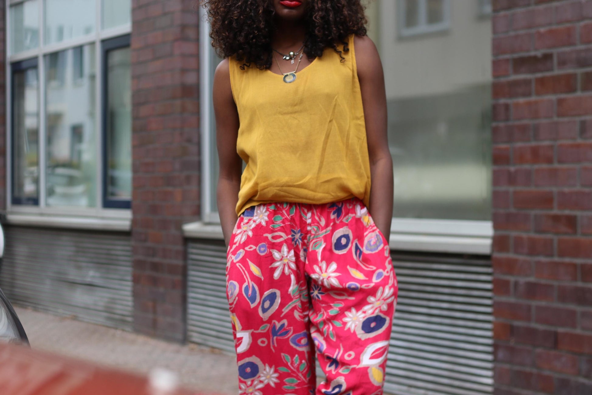 Vintage Pink Floral Trousers| Boho Summer Elasticated High Waist Wide Leg Pants Relaxed Fit