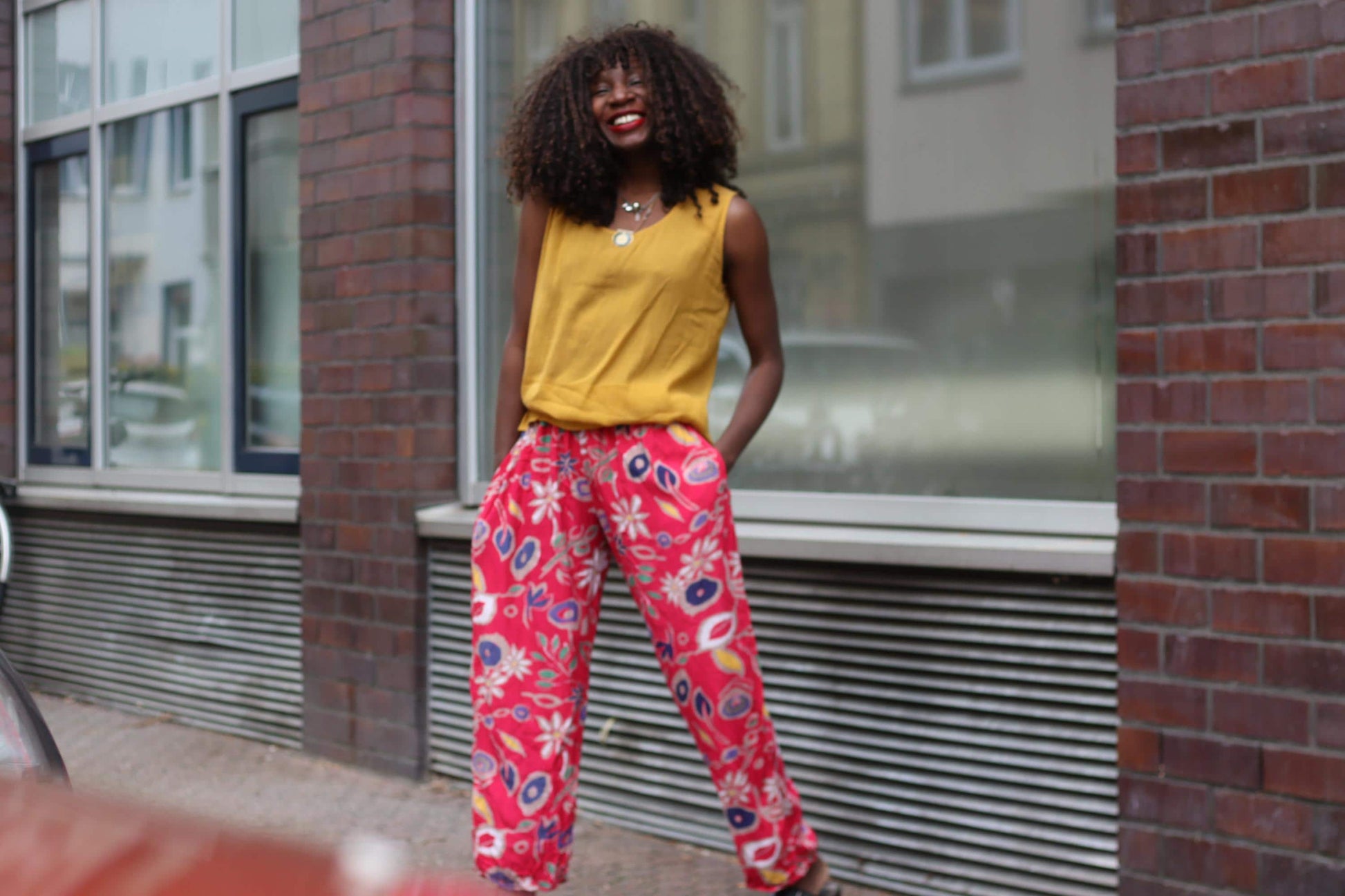 Vintage Pink Floral Trousers| Boho Summer Elasticated High Waist Wide Leg Pants Relaxed Fit
