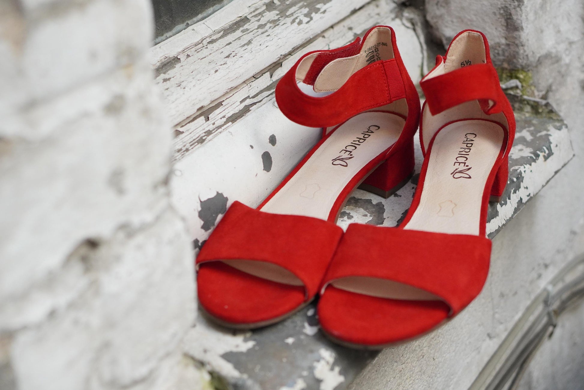 Vintage Red Suede Block Heel Sandals | Ankle Strap Open Toe Summer Shoes UK 5.5