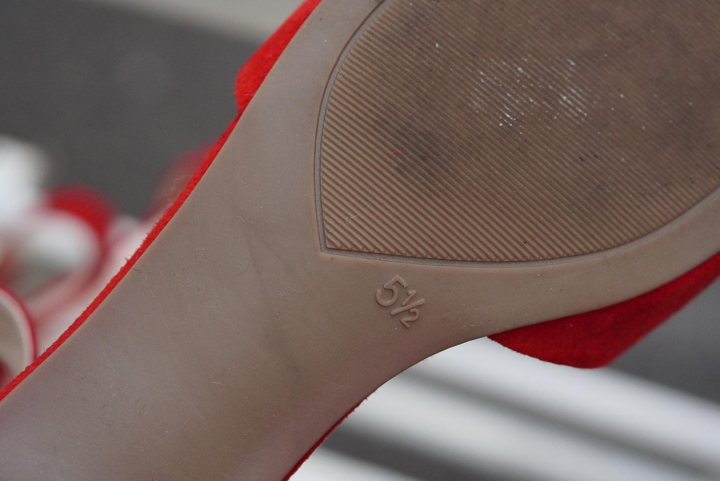 Vintage Red Suede Block Heel Sandals | Ankle Strap Open Toe Summer Shoes UK 5.5
