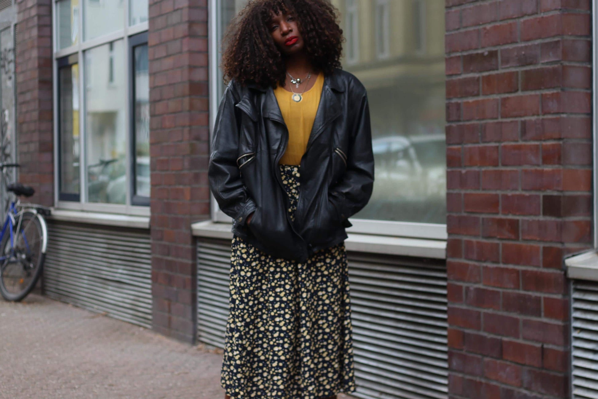 Vintage Floral Maxi Skirt Black and Yellow Ditsy Print 90s Boho High Waist Summer