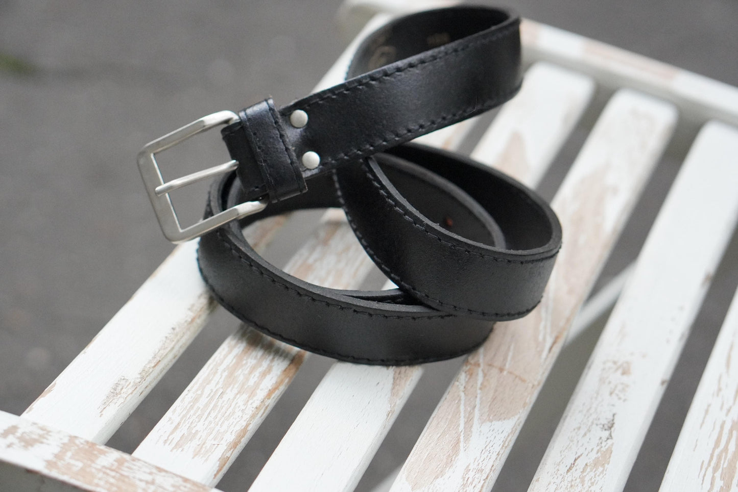 Vintage Leather Belt Black Men Women Genuine Leather 100cm Classic Silver Buckle