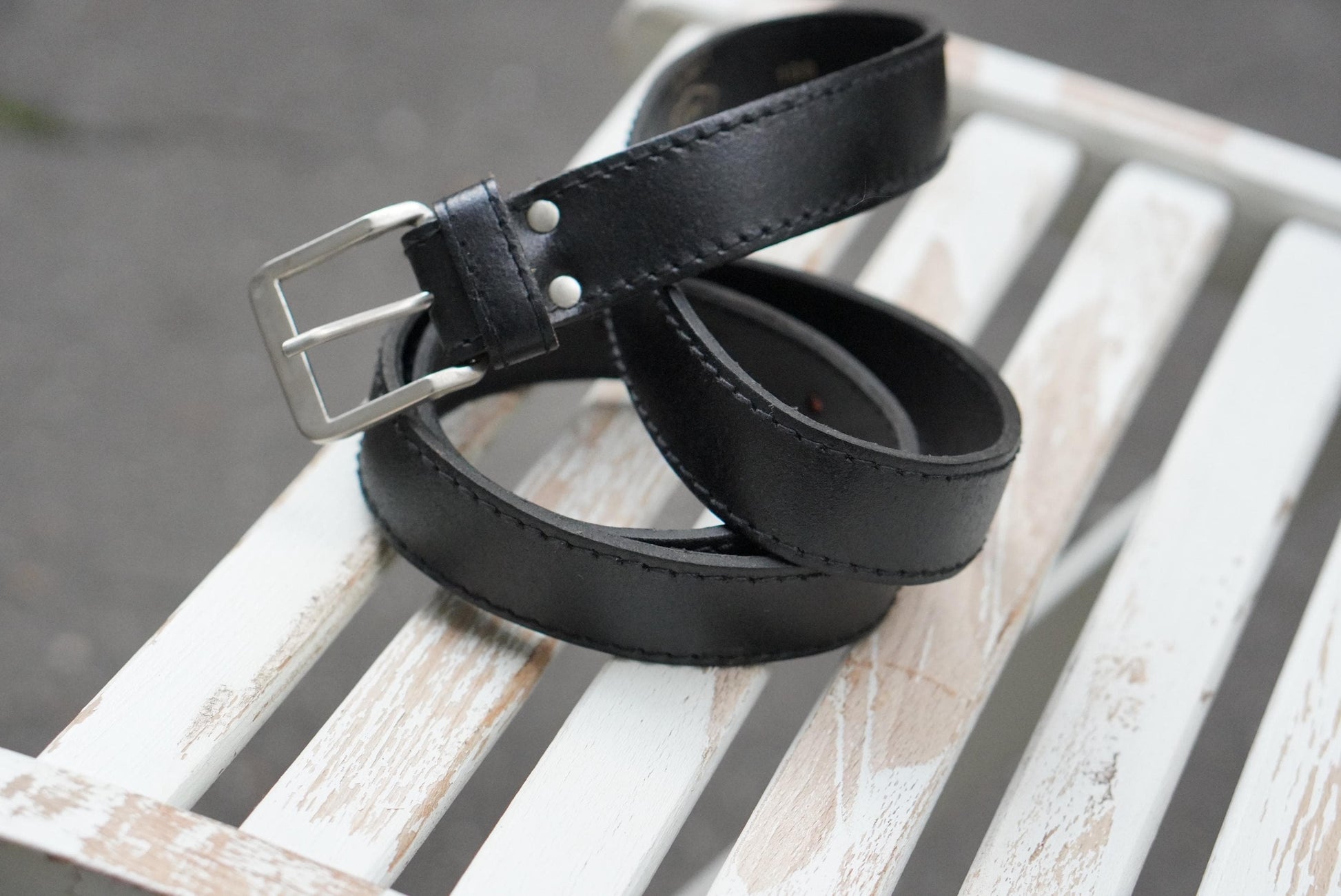 Vintage Leather Belt Black Men Women Genuine Leather 100cm Classic Silver Buckle