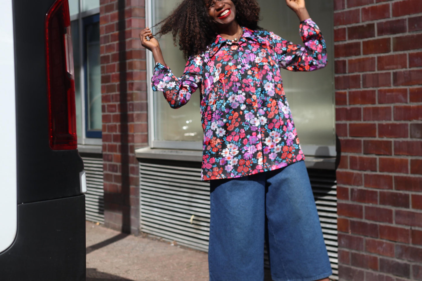 Vintage 70s Floral Blouse Long Sleeve Dagger Collar Retro Print Shirt Top S M