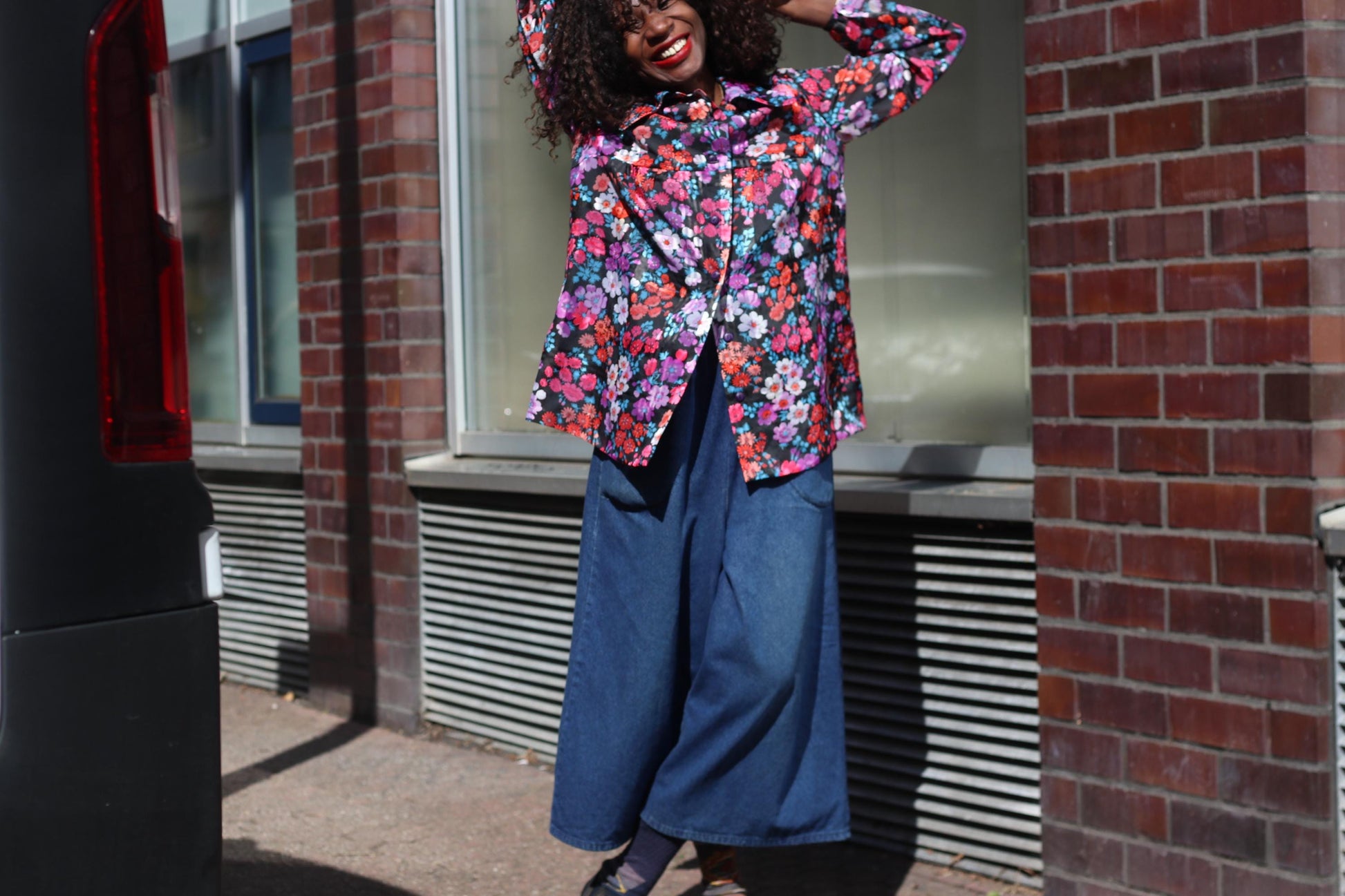 Vintage 70s Floral Blouse Long Sleeve Dagger Collar Retro Print Shirt Top S M