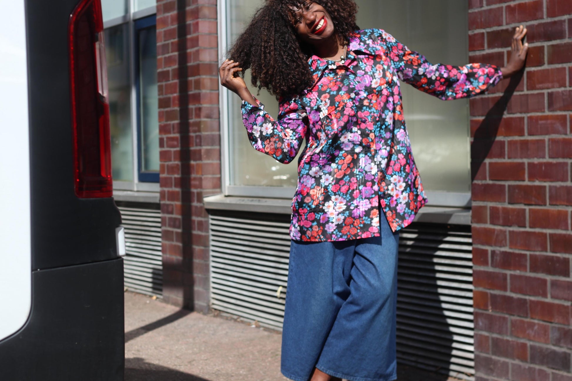 Vintage 70s Floral Blouse Long Sleeve Dagger Collar Retro Print Shirt Top S M