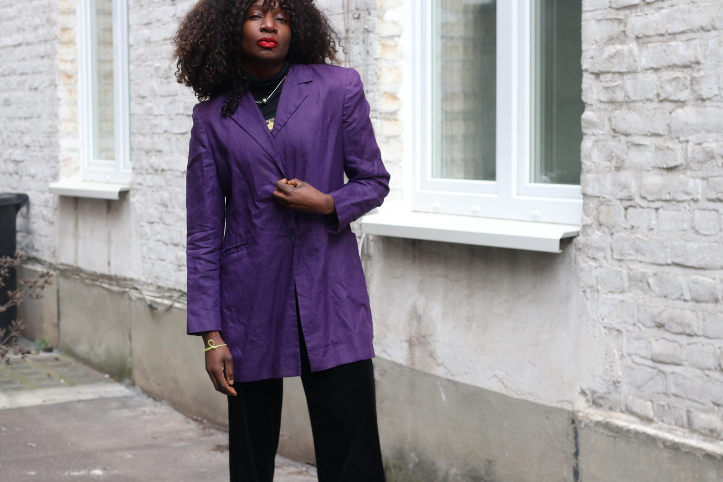 Purple Linen Blazer Vintage Italian 100% Lino Jacket Longline Oversized Summer Coat