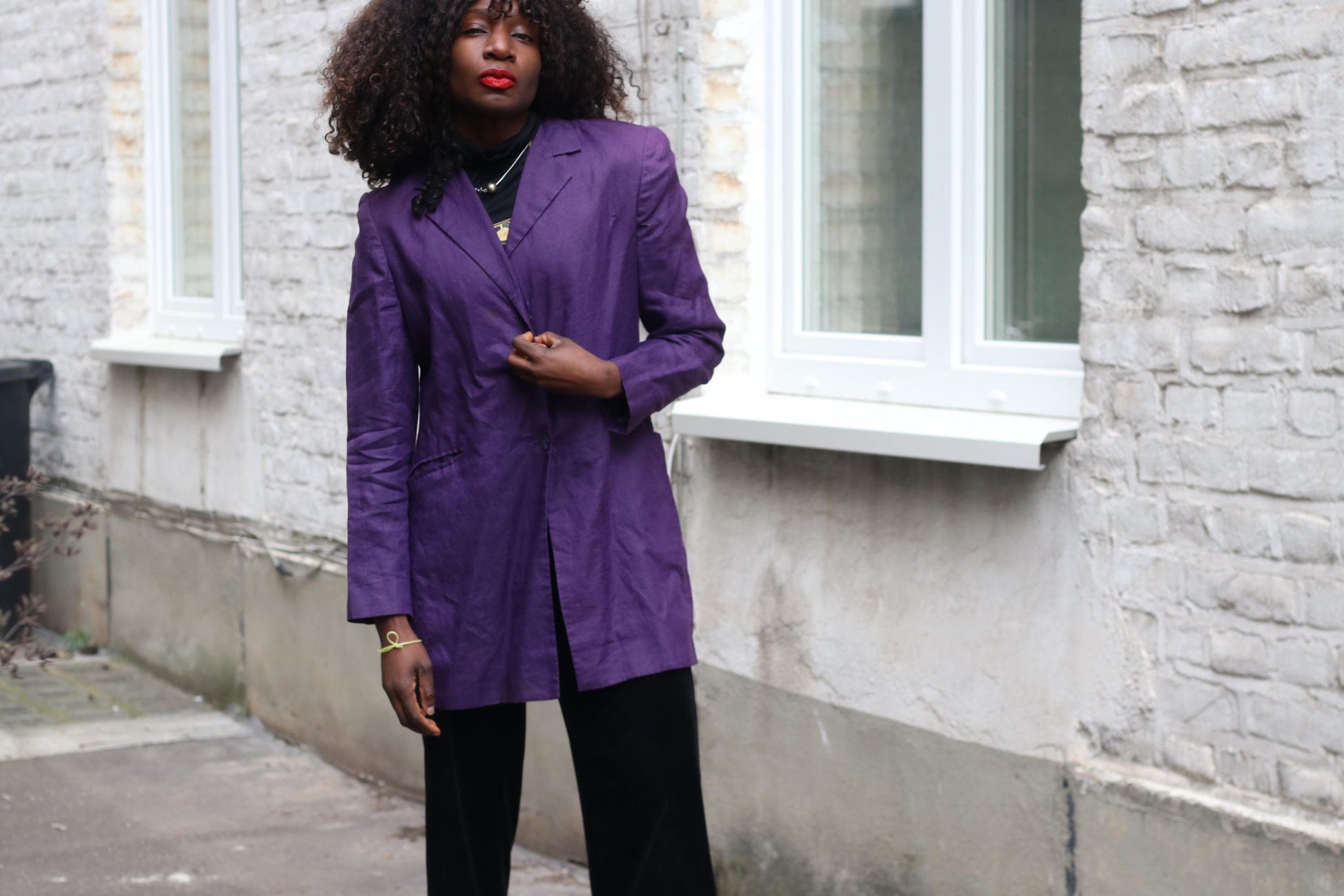 Purple Linen Blazer Vintage Italian 100% Lino Jacket Longline Oversized Summer Coat