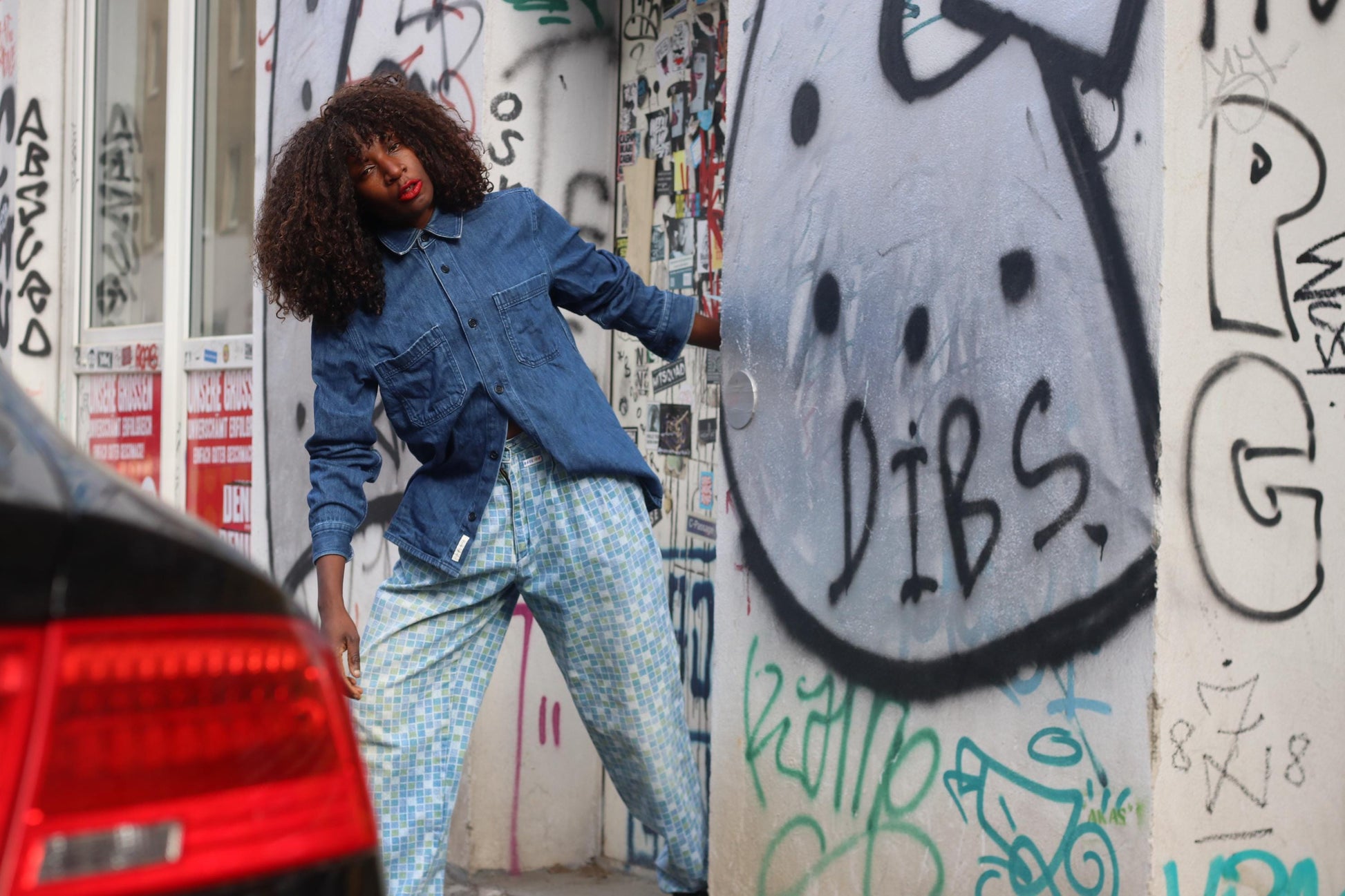 Vintage Checkered Pants Blue Green Geometric Print Trousers 90s Retro Streetwear
