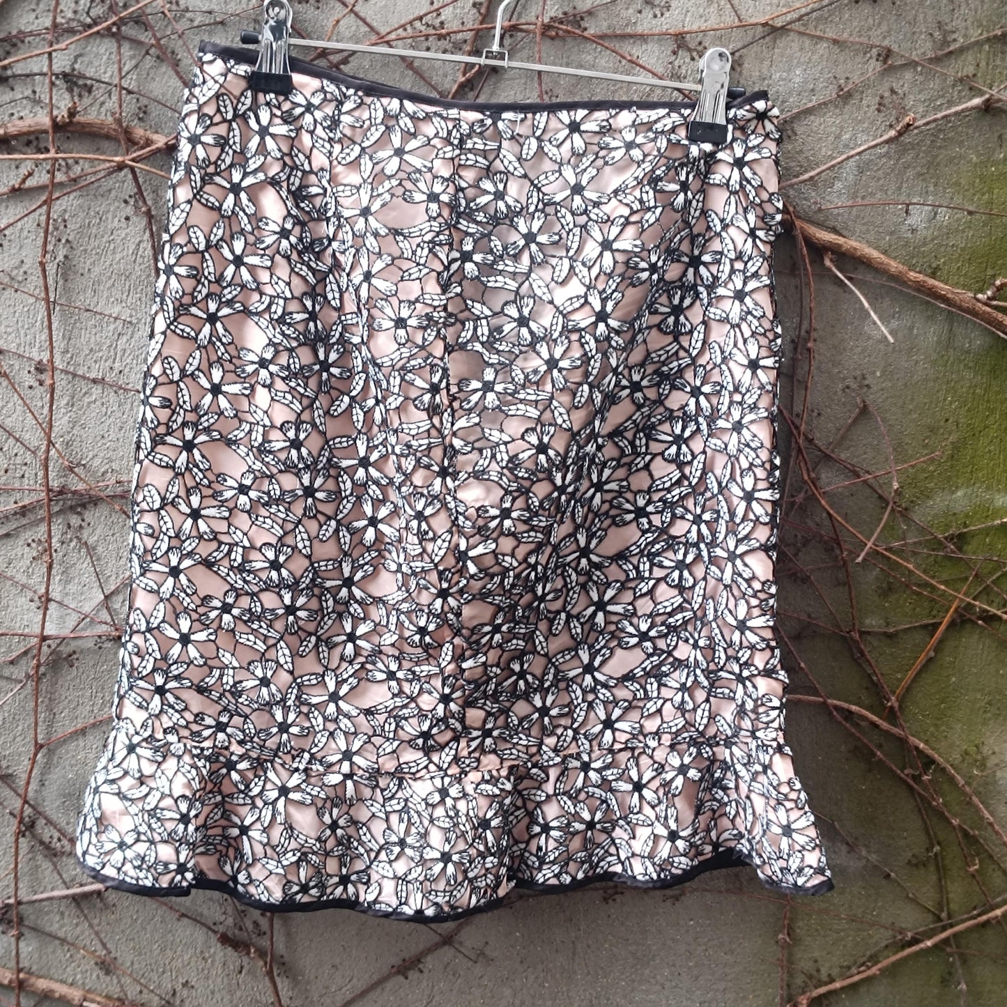Vintage Merletti Floral Lace Mini Skirt| 90s Romantic Ruffle Hem Skirt Size S