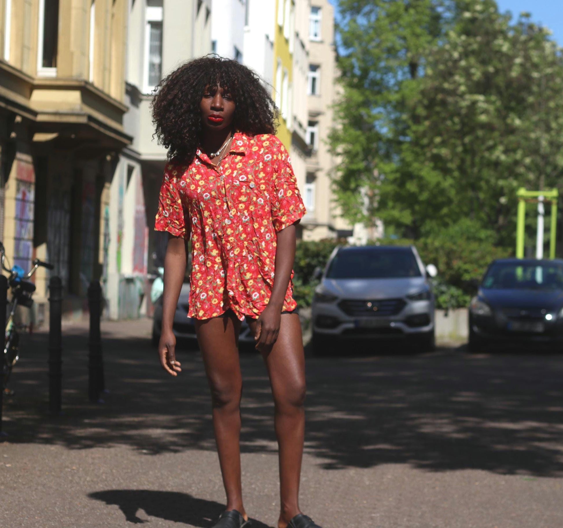 Vintage Floral Blouse Red 90s Button Up Shirt Retro Flower Print Top