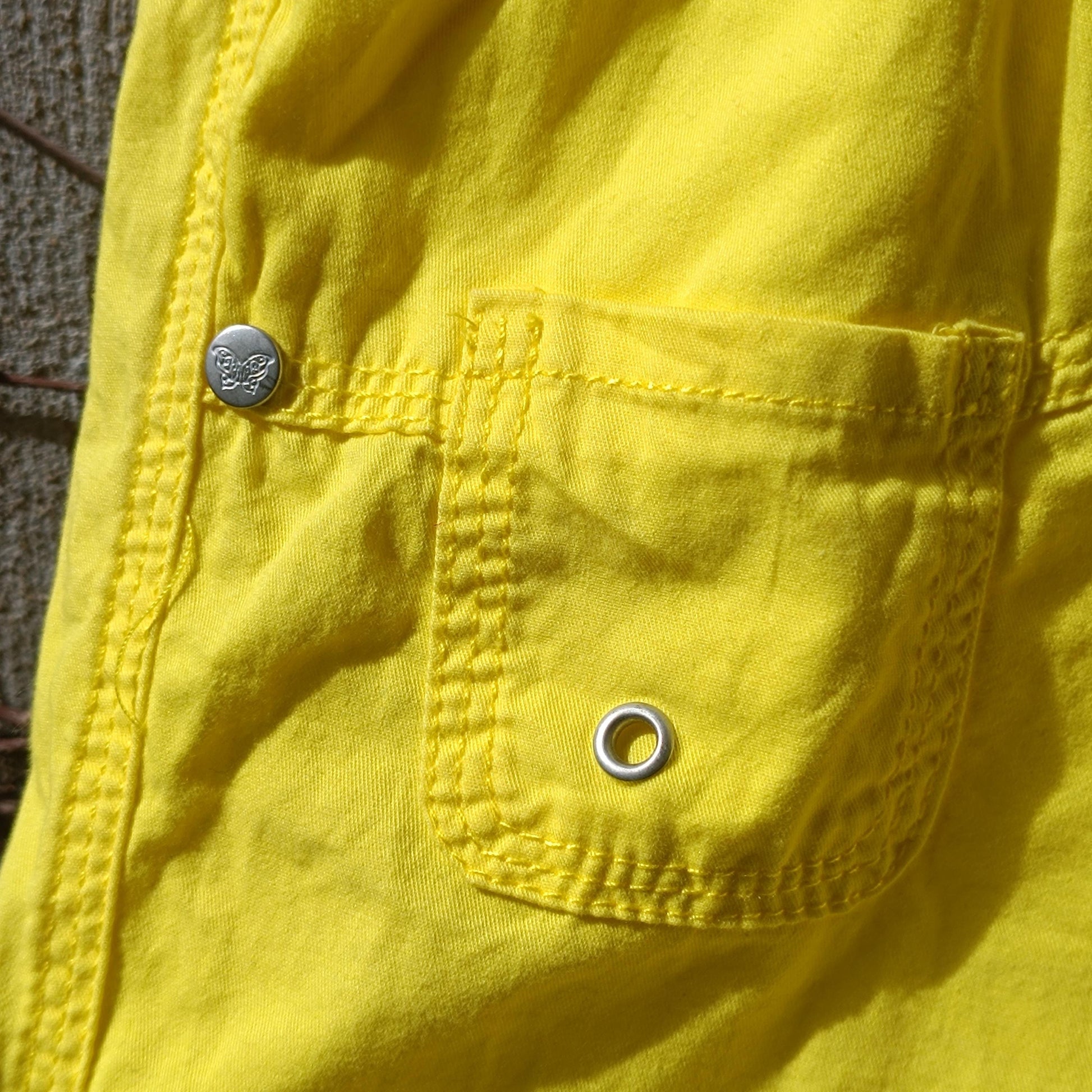 Neon Yellow Cargo Pants Vintage Cropped Trousers Y2K Capri Pants Utility Streetwear