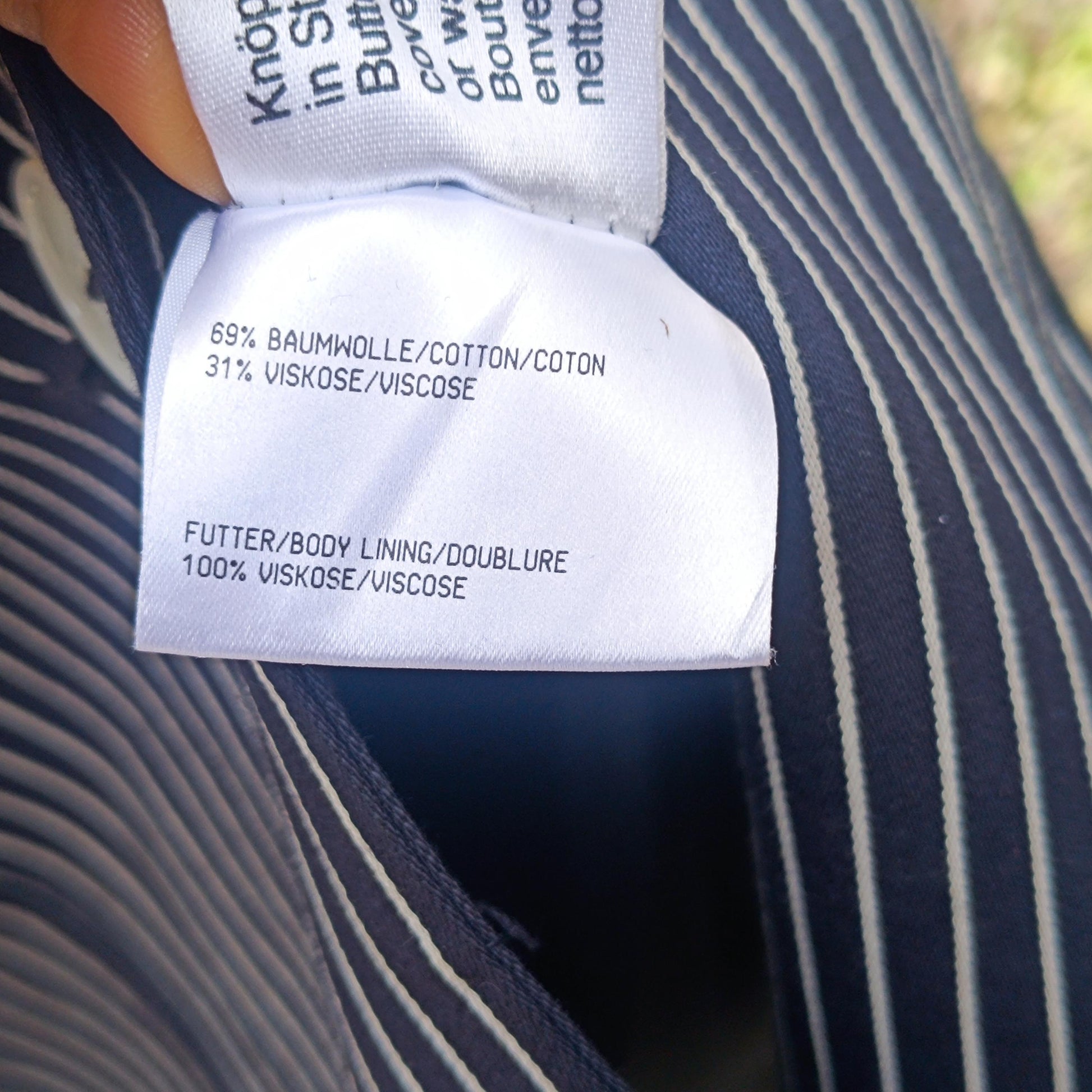 Vintage Pinstripe Blazer Navy Blue White Striped Oversized Jacket Women’s Size M